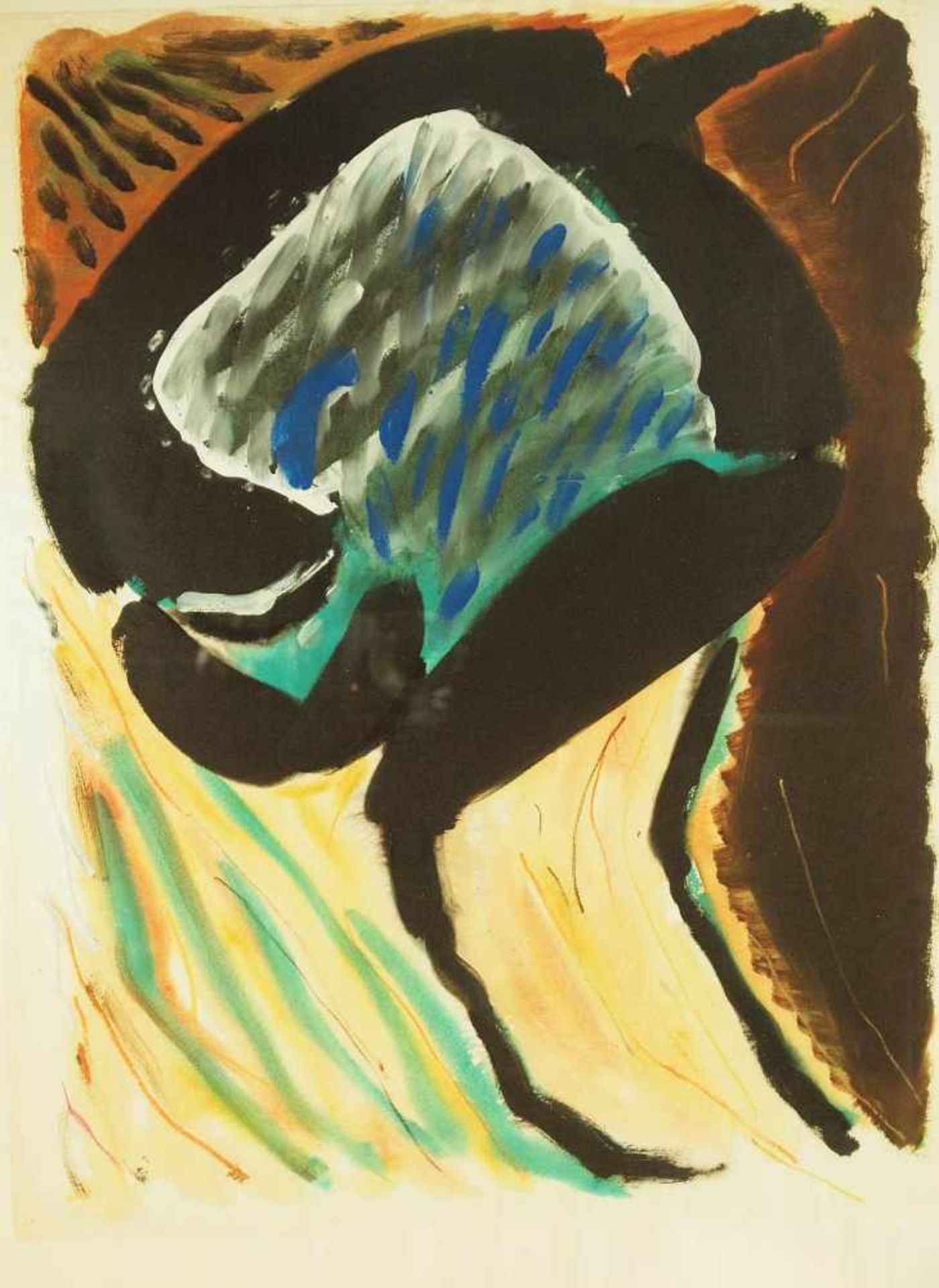 SCHLÖSSER, Peter.SCHLÖSSER, Peter. 1948 - ?. Moderne farbenfrohe abstrakte Komposition, Aquarell / - Bild 2 aus 5