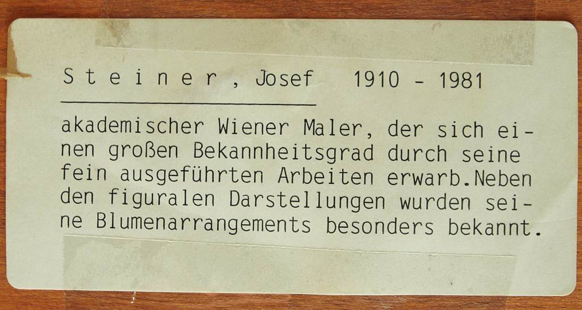 STEINER, Josef Kamenitzky.STEINER, Josef Kamenitzky. 1910 Wien - 1981 ebenda. Blumenstillleben im - Image 5 of 6