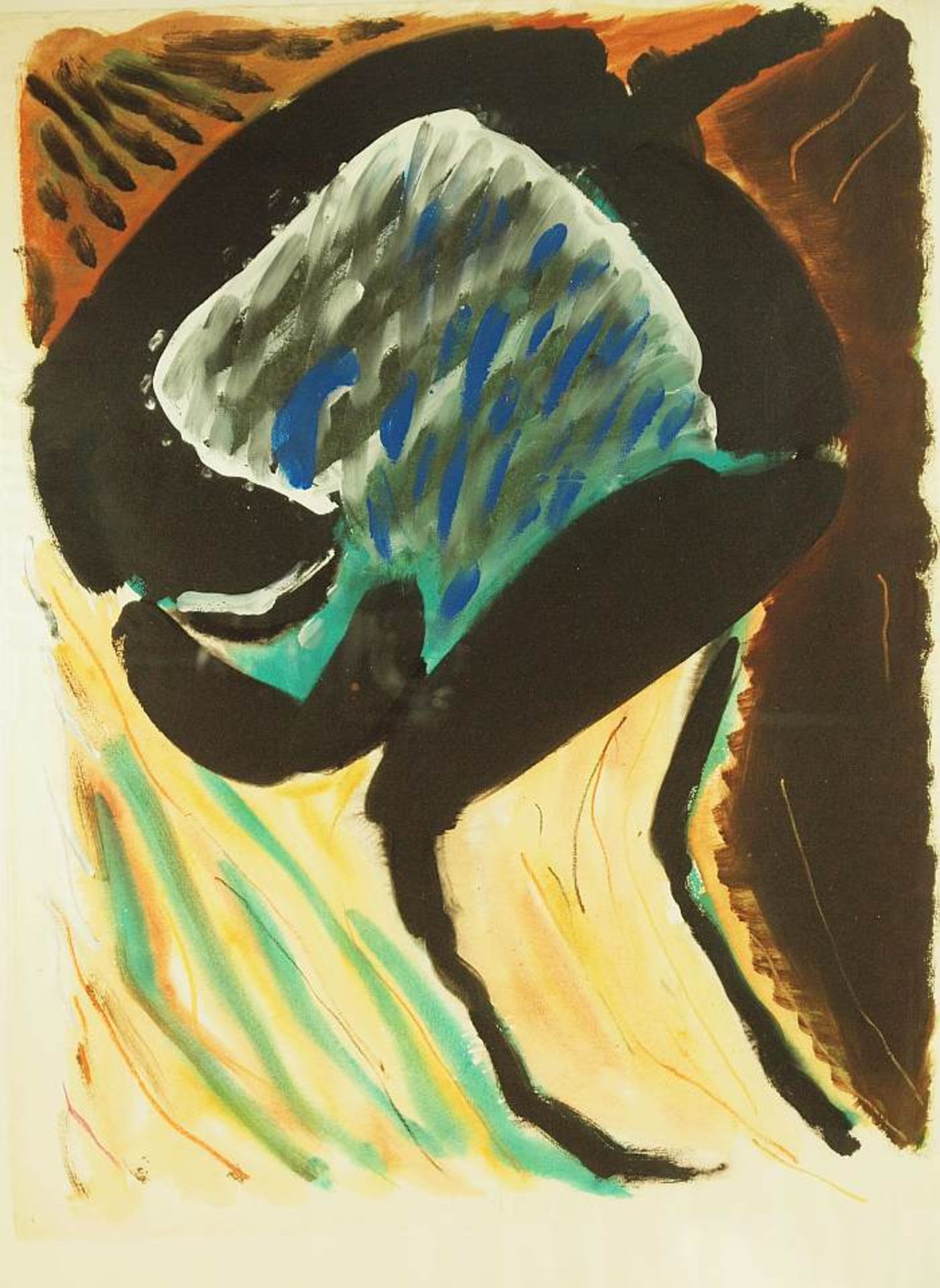 SCHLÖSSER, Peter.SCHLÖSSER, Peter. 1948 - ?. Moderne farbenfrohe abstrakte Komposition, Aquarell /