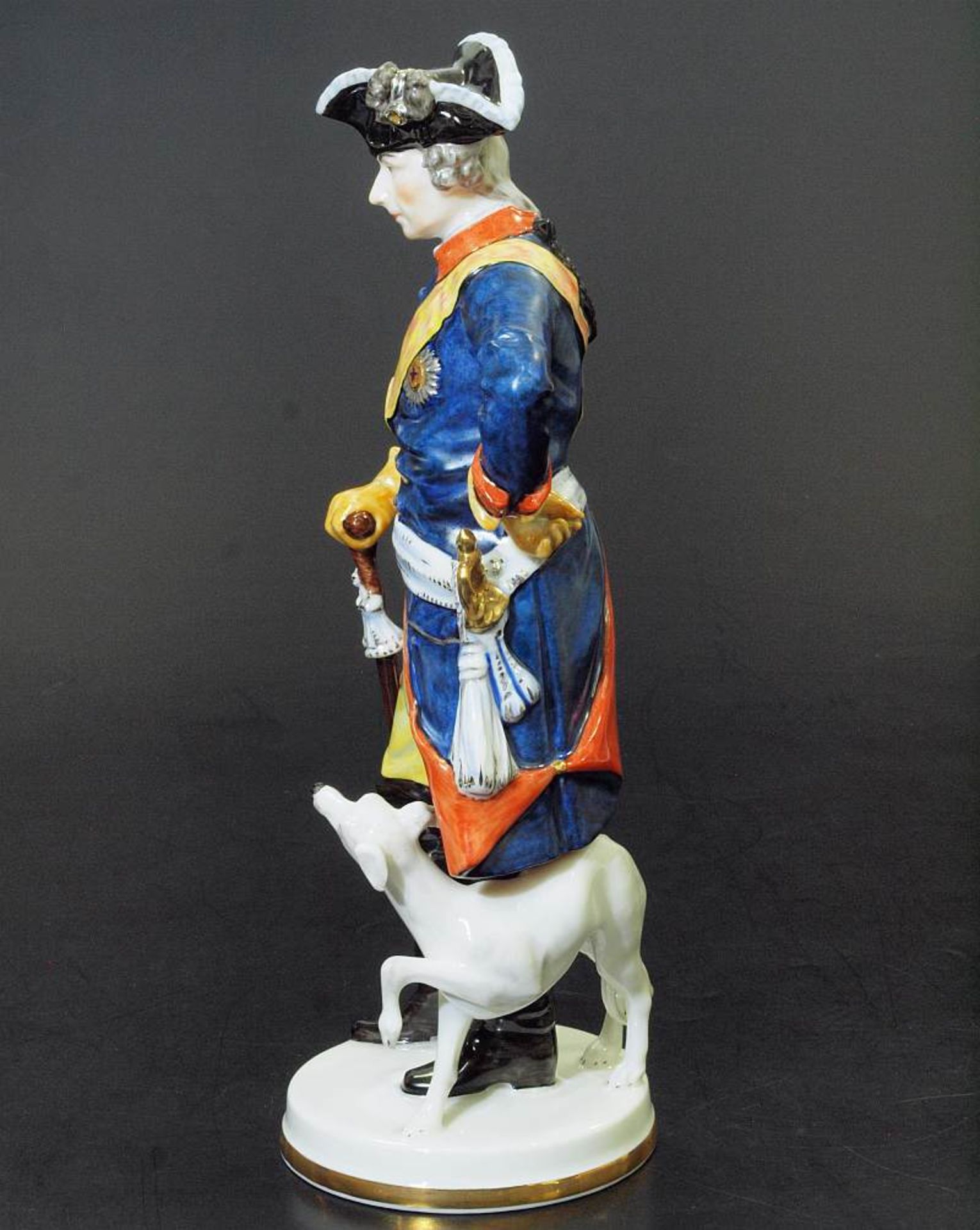 Militärische Figur Friedrich der Große mit Windspiel "Der Alte Fritz". Militärische Figur - Image 3 of 7