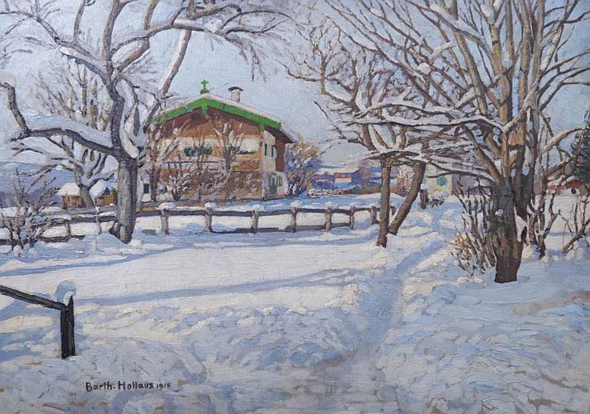 HOLLAUS, Bartholomäus.HOLLAUS, Bartholomäus. 1877 Reitrain - 1943 München. Winterlandschaft im