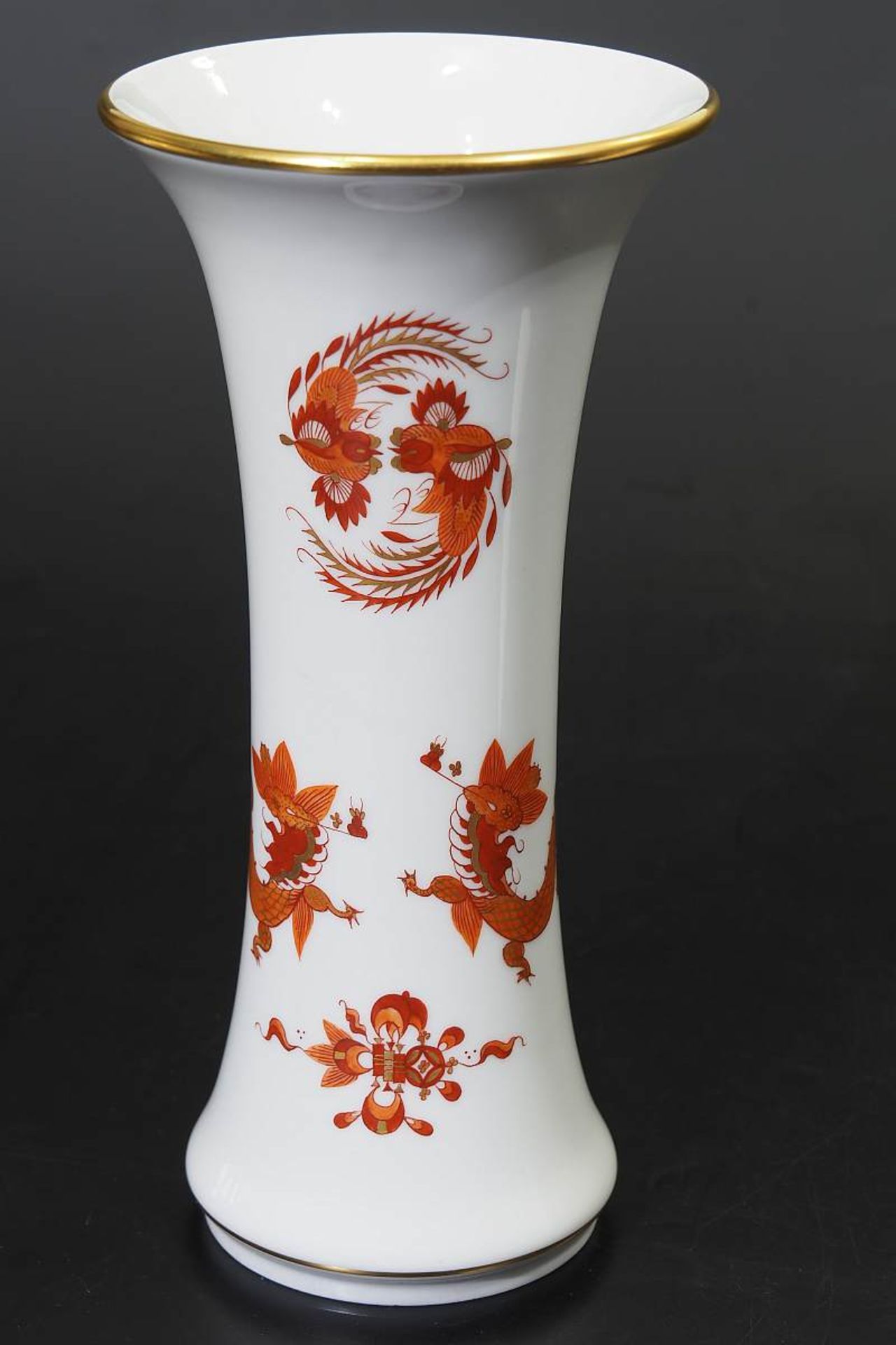 Stangenvase. Große Schale.1) Stangenvase. MEISSEN nach 1980, 1. Wahl. Camaieu-Malerei in - Bild 3 aus 5