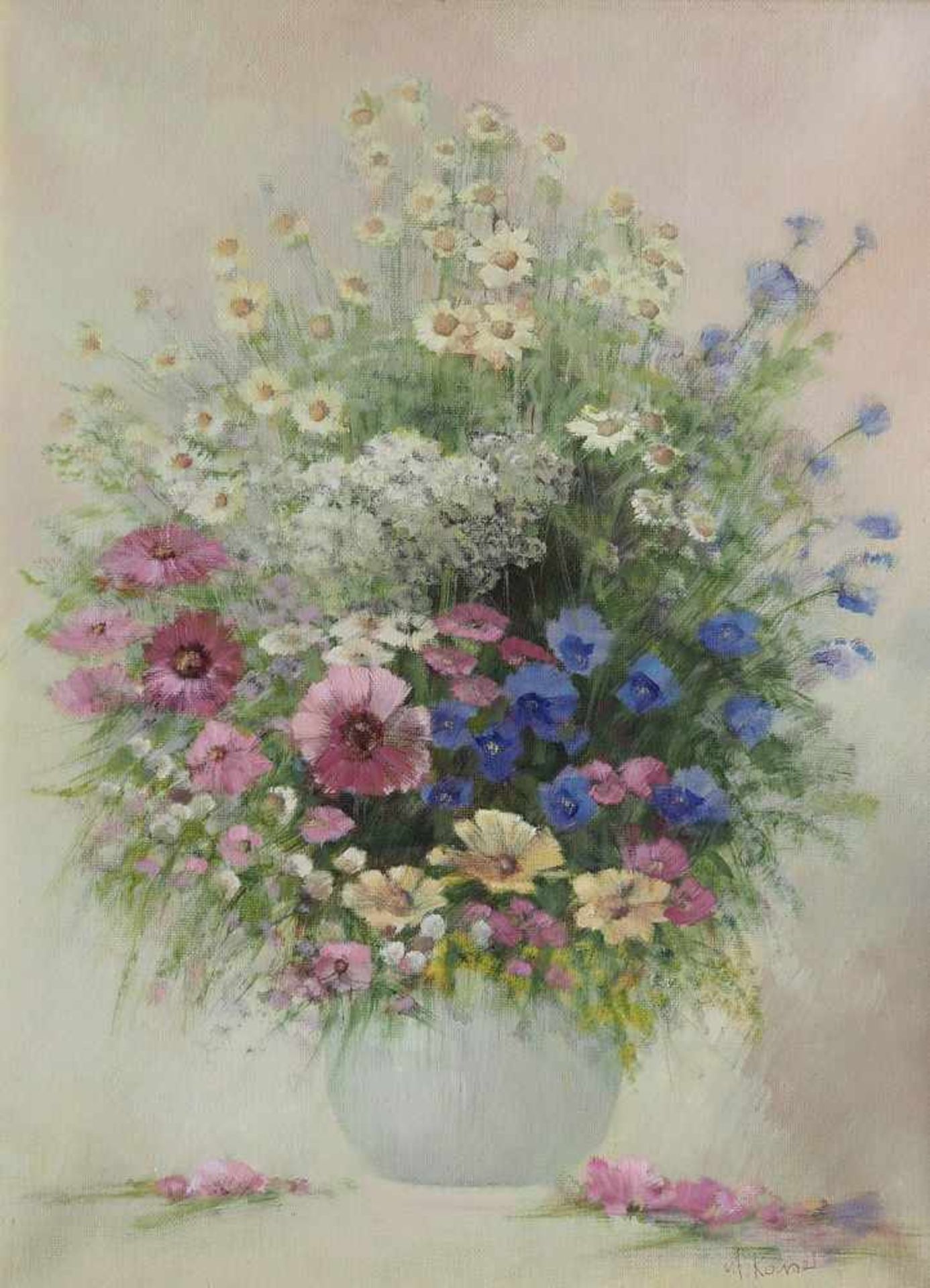 KAISER, A. KAISER, A. 20. Jahrhundert. Sommerliches Blumenstillleben in Vase. Öl auf Leinwand, - Bild 2 aus 6