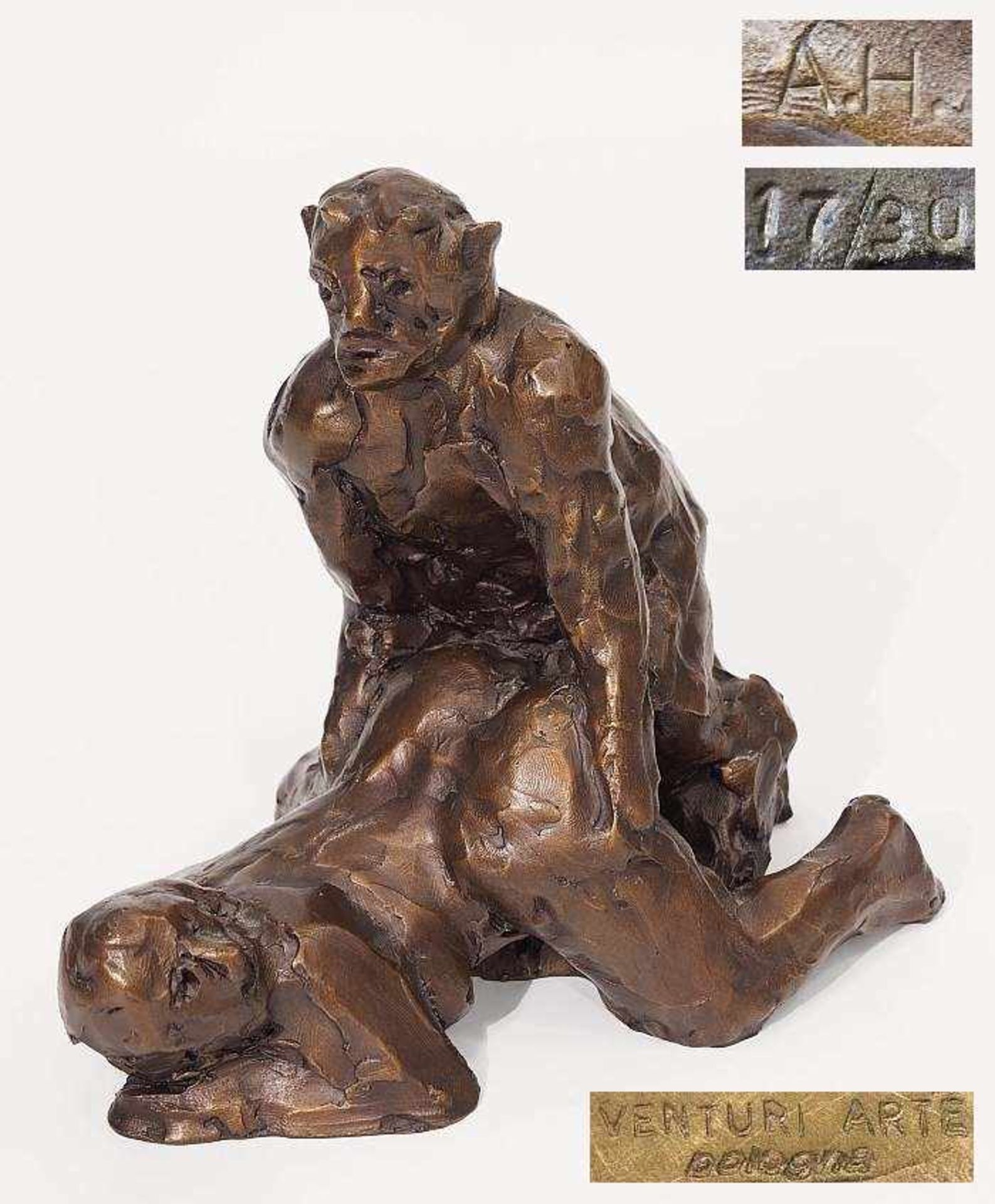 HRDLICKA, Alfred.HRDLICKA, Alfred. 1928 Wien - 2009 ebenda. NYMPHE UND SATYR, Bronze, limitiert 17/