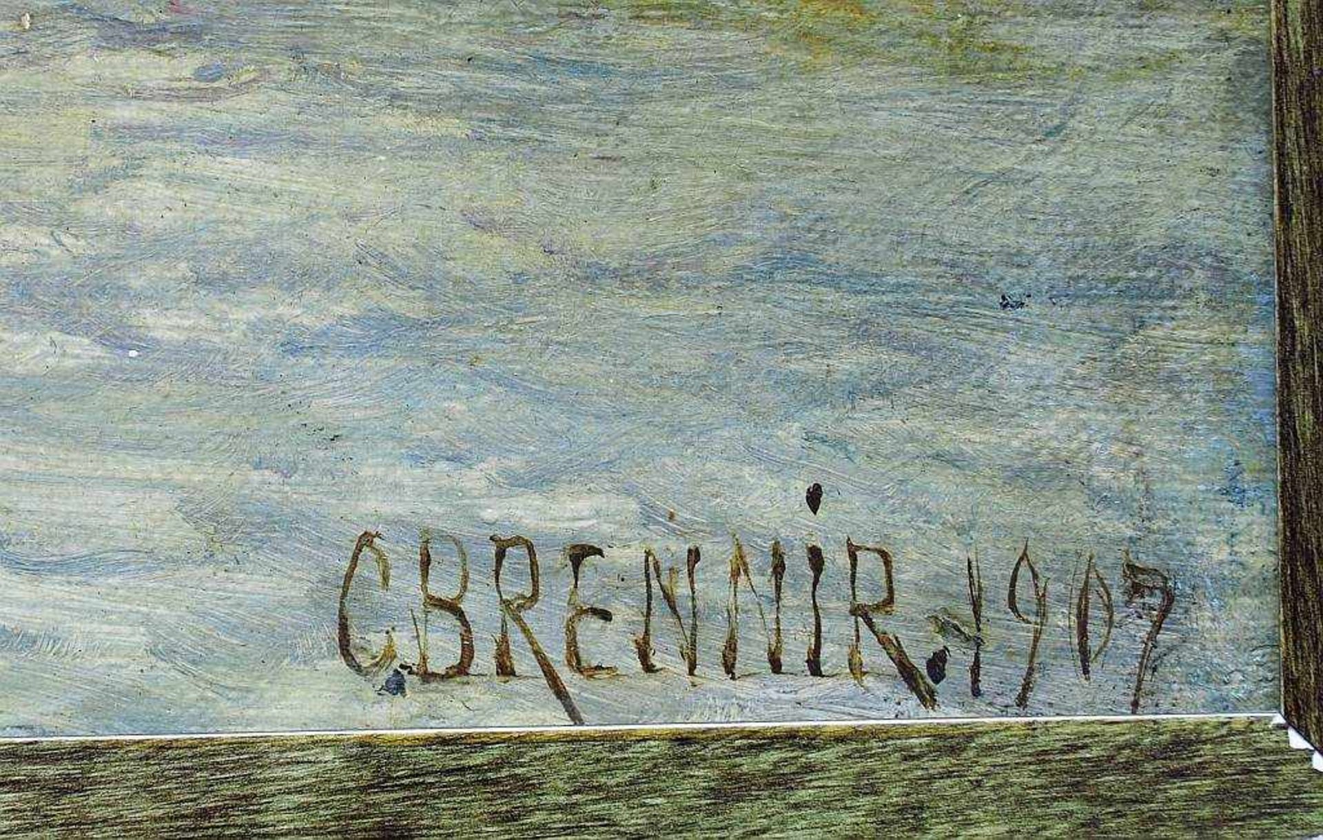 BRENNIR, Carl. BRENNIR, Carl. Britischer Landschaftsmaler 1850 - 1920. Weite Flußlandschaft mit - Bild 5 aus 5