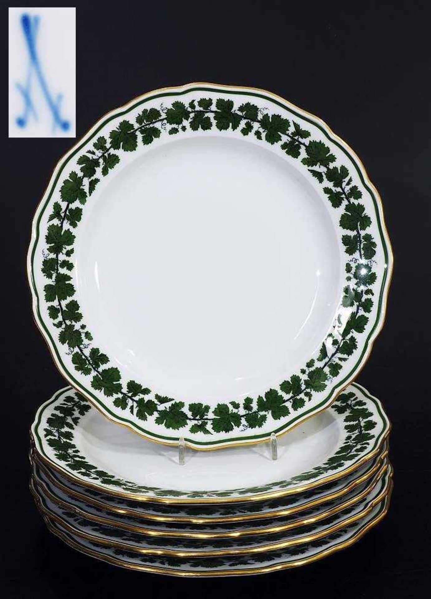 Speiseteller, 6er Satz. MEISSEN 1860 - 1923. 1. Wahl. Speiseteller, 6er Satz. MEISSEN 1860 - 1923,