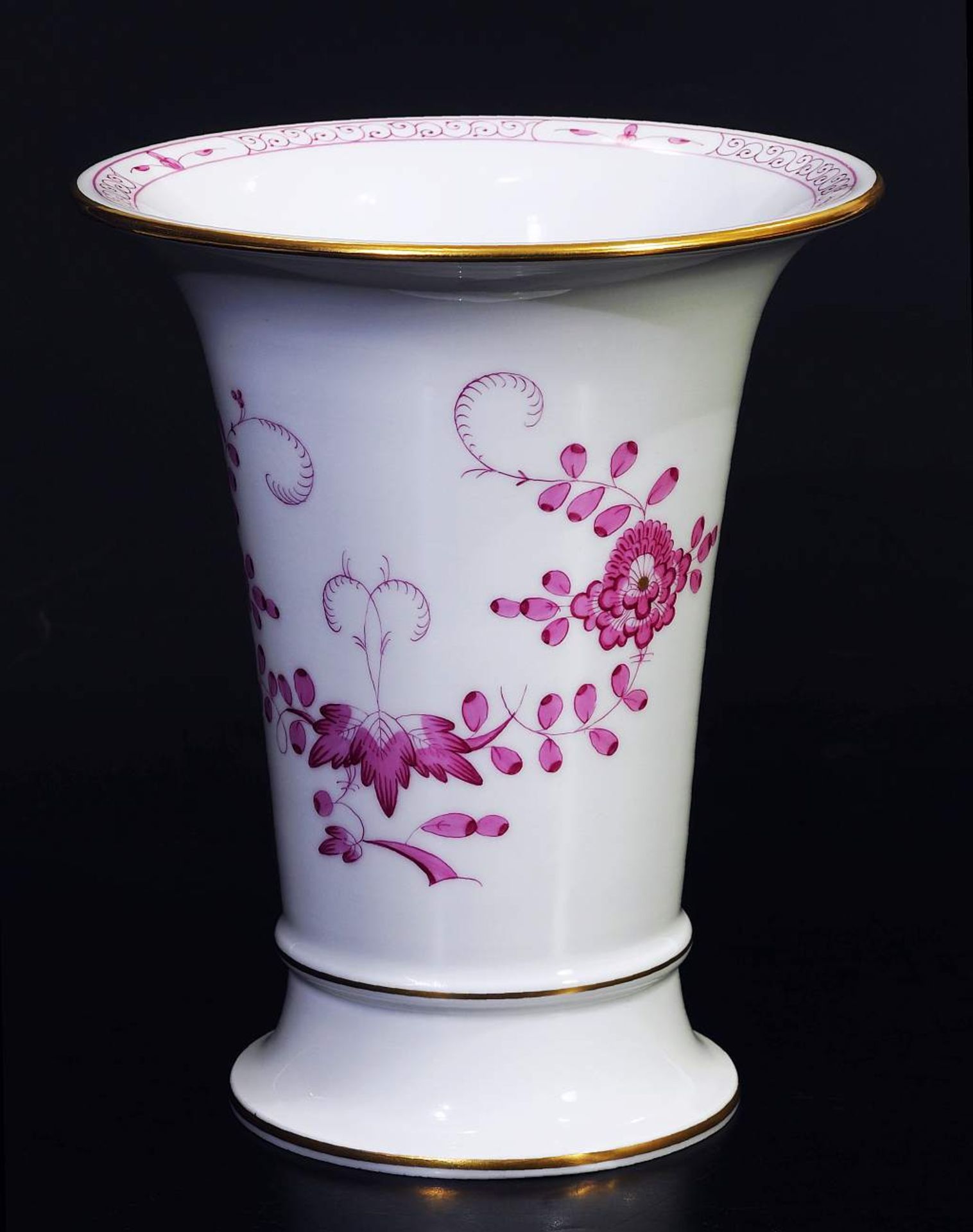 Indisch-Vase. MEISSEN, Purpur-Camaieumalerei, Dekor "Indisch-Blume". Indisch-Vase. MEISSEN 1957 - - Bild 2 aus 5