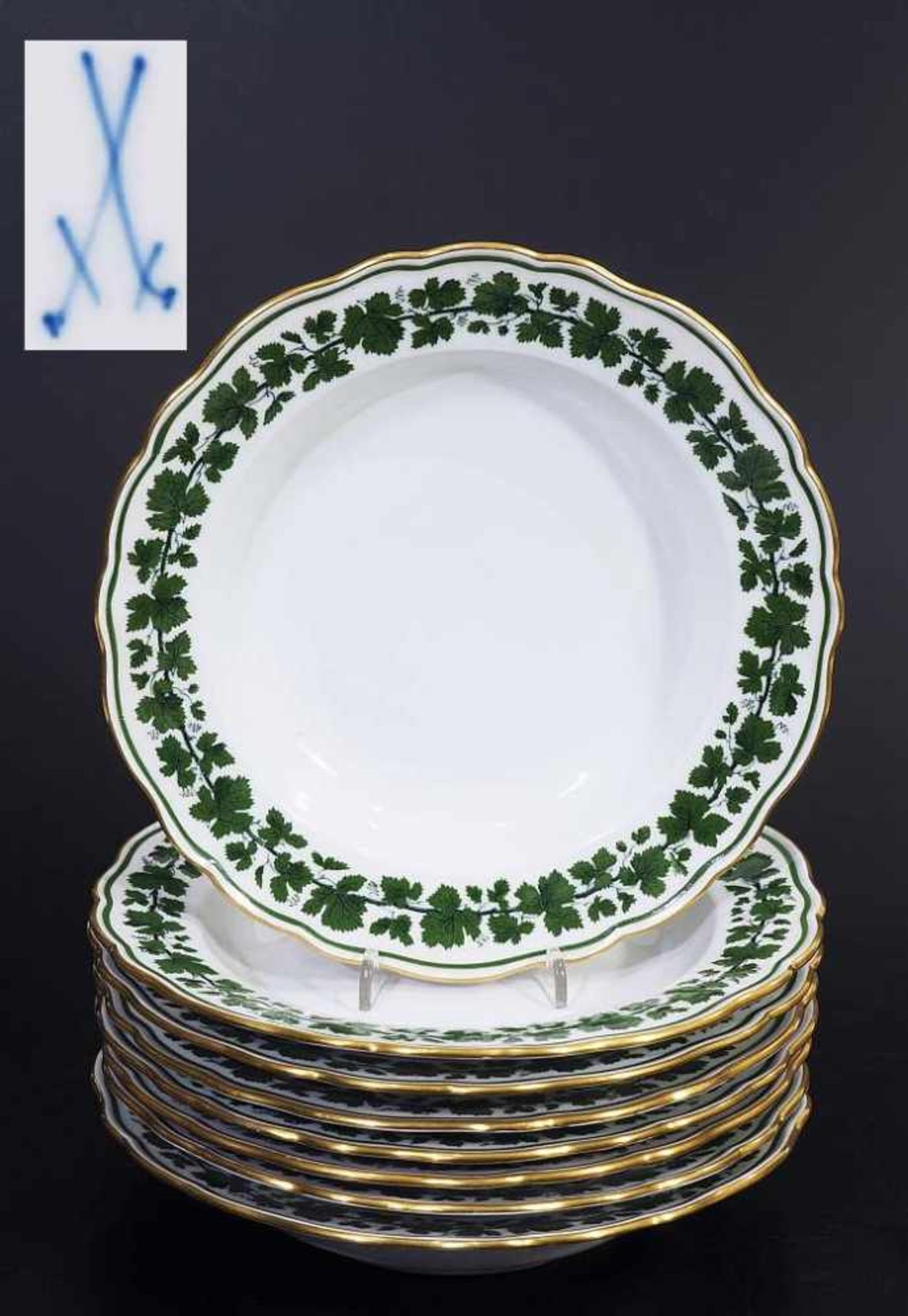 Suppenteller, 8er Satz Meissen. MEISSEN 1860 - 1923, Suppenteller, 8er Satz Meissen. MEISSEN