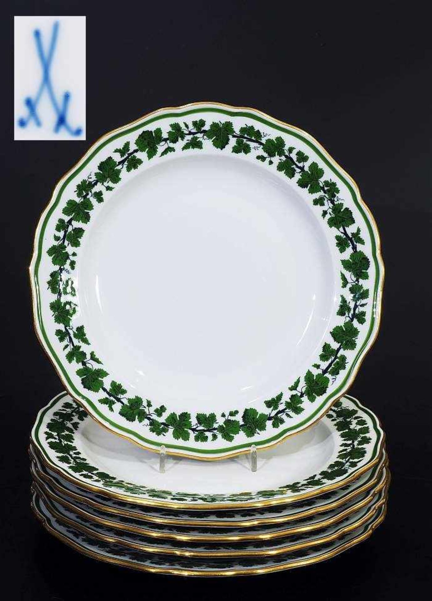 Speiseteller, 6er Satz. MEISSEN 1860 - 1923, 1. Wahl. Speiseteller, 6er Satz. MEISSEN 1860 - 1923,