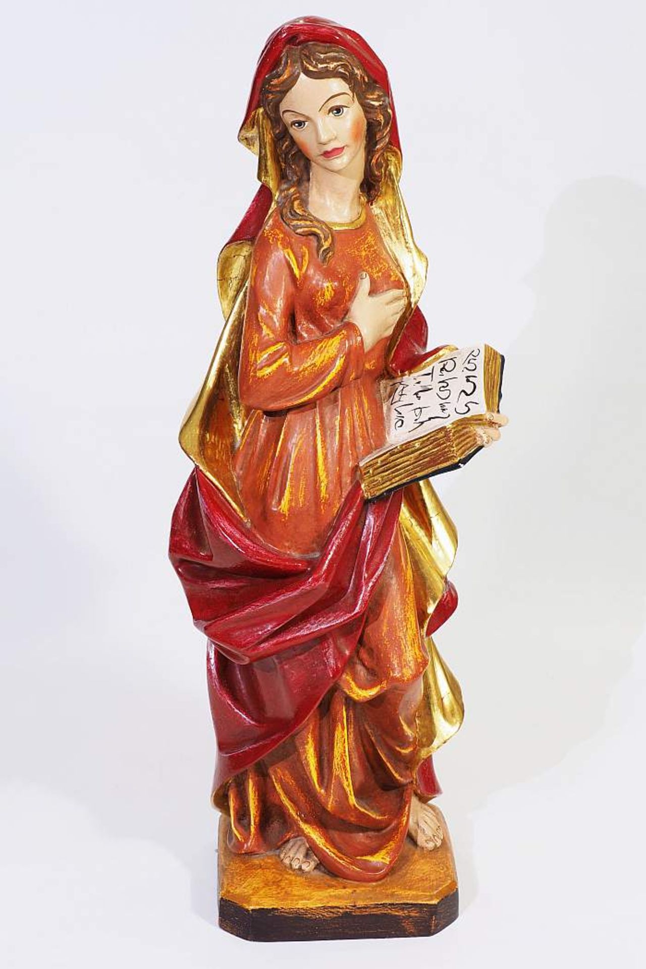 Jugendliche Madonna mit Buch. Jugendliche Madonna mit Buch. 20. Jahrhundert, Holz, farbig gefaßt,