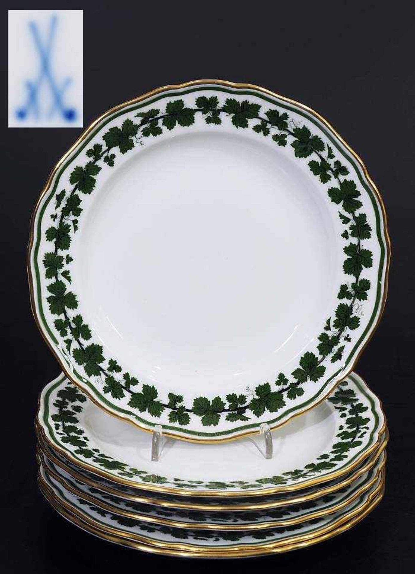 Dessertteller, 6er Satz. MEISSEN 1860 - 1923, 1. Wahl.Dessertteller, 6er Satz. MEISSEN 1860 -