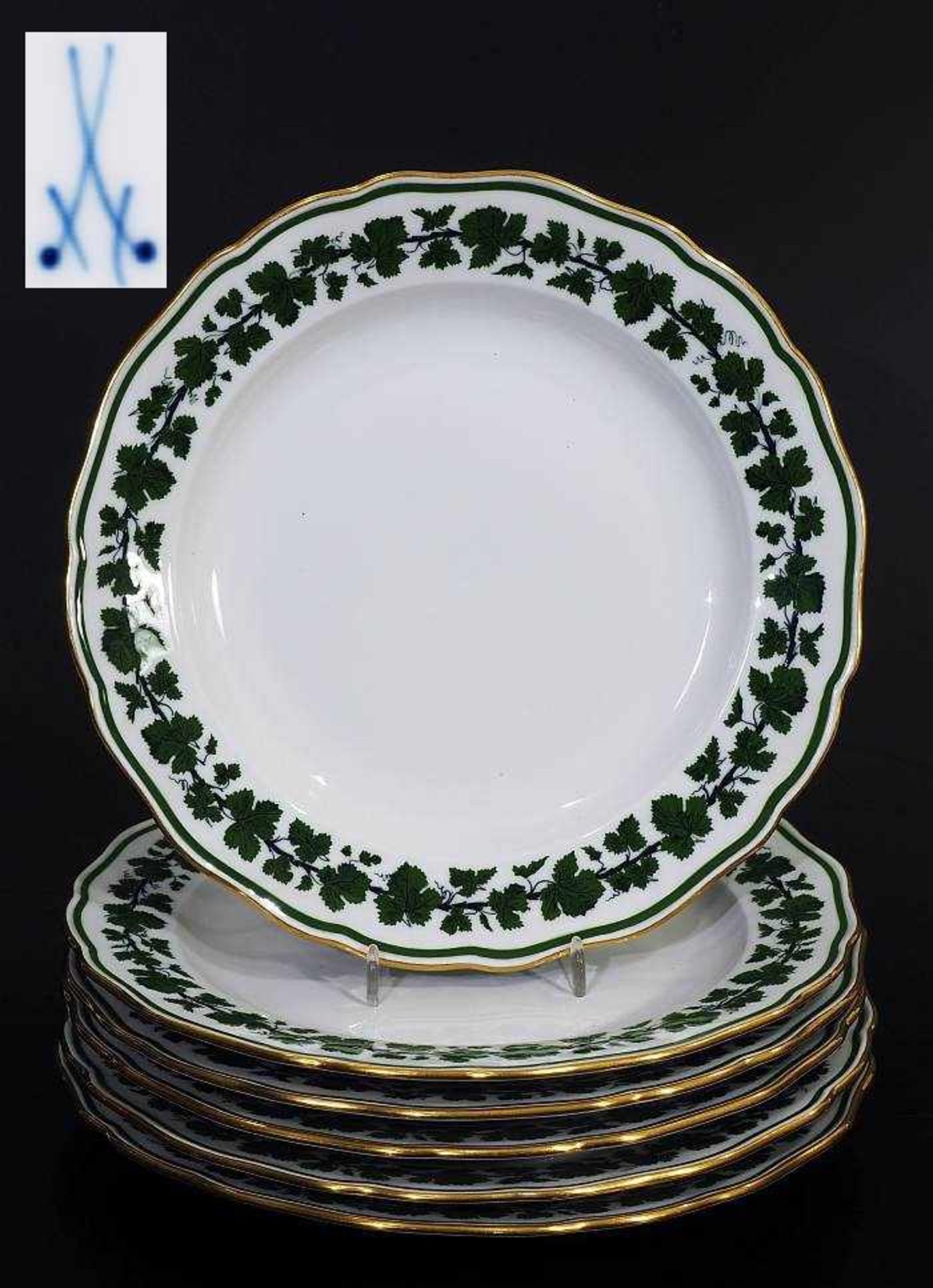 Speiseteller, 6er Satz. MEISSEN 1860 - 1923, 1. Wahl. Speiseteller, 6er Satz. MEISSEN 1860 - 1923,