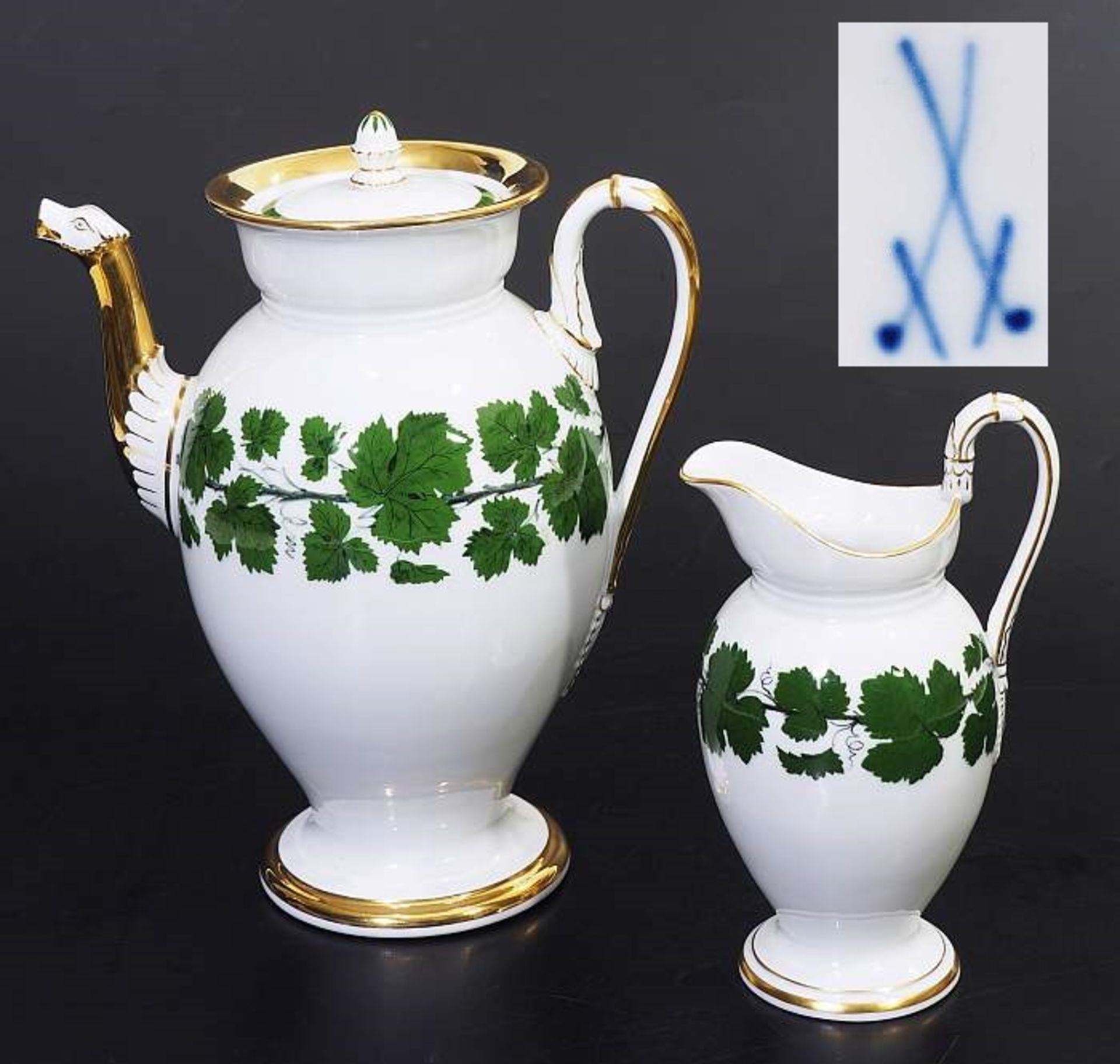 Biedermeier Kaffeekanne. Milchkanne. Biedermeier Kaffeekanne. Milchkanne. MEISSEN,