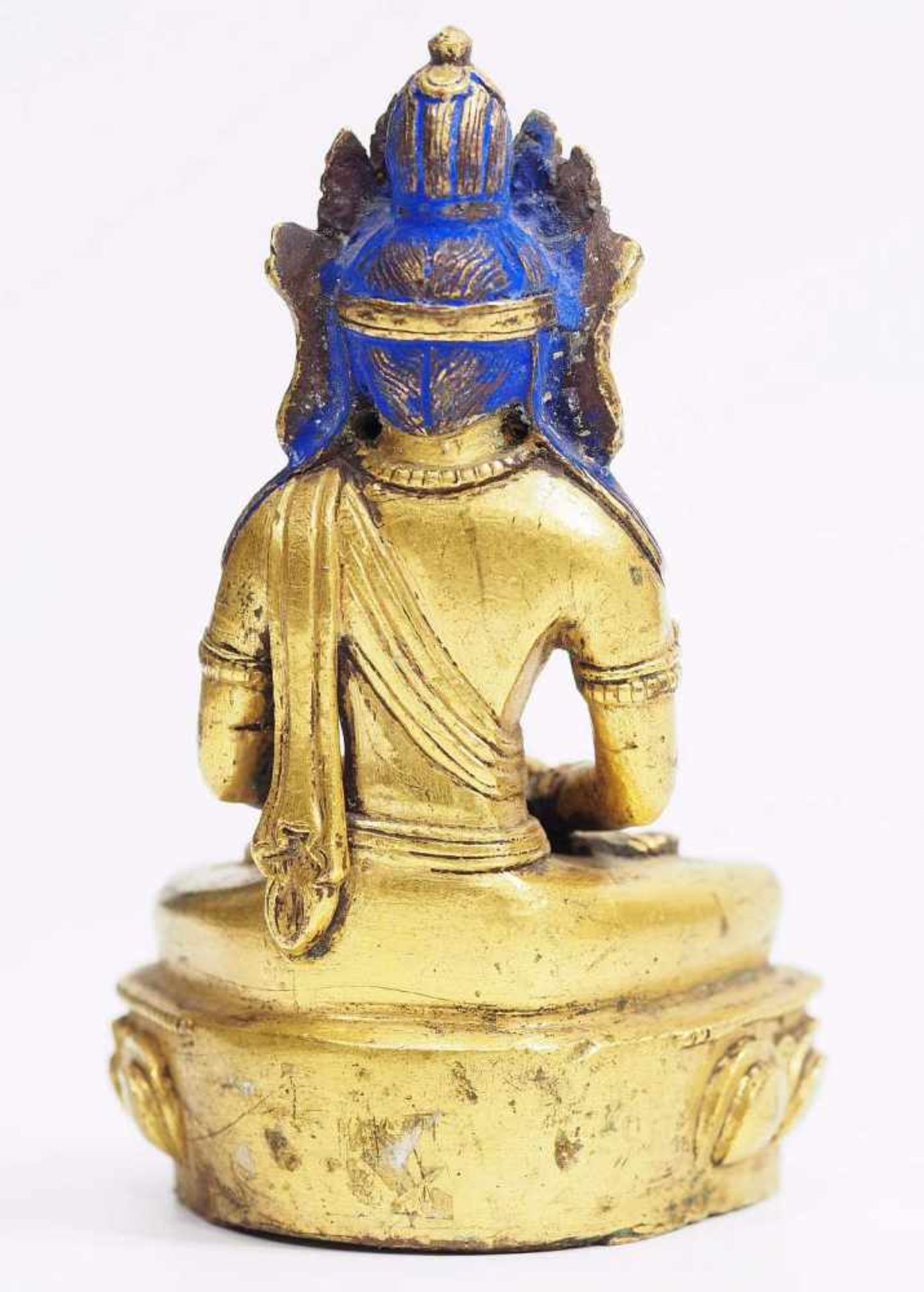 Buddha Amitabha" mit Krone.Buddha Amitabha" mit Krone. Tibet, 19. Jahrhundert. Bronze, - Image 4 of 6