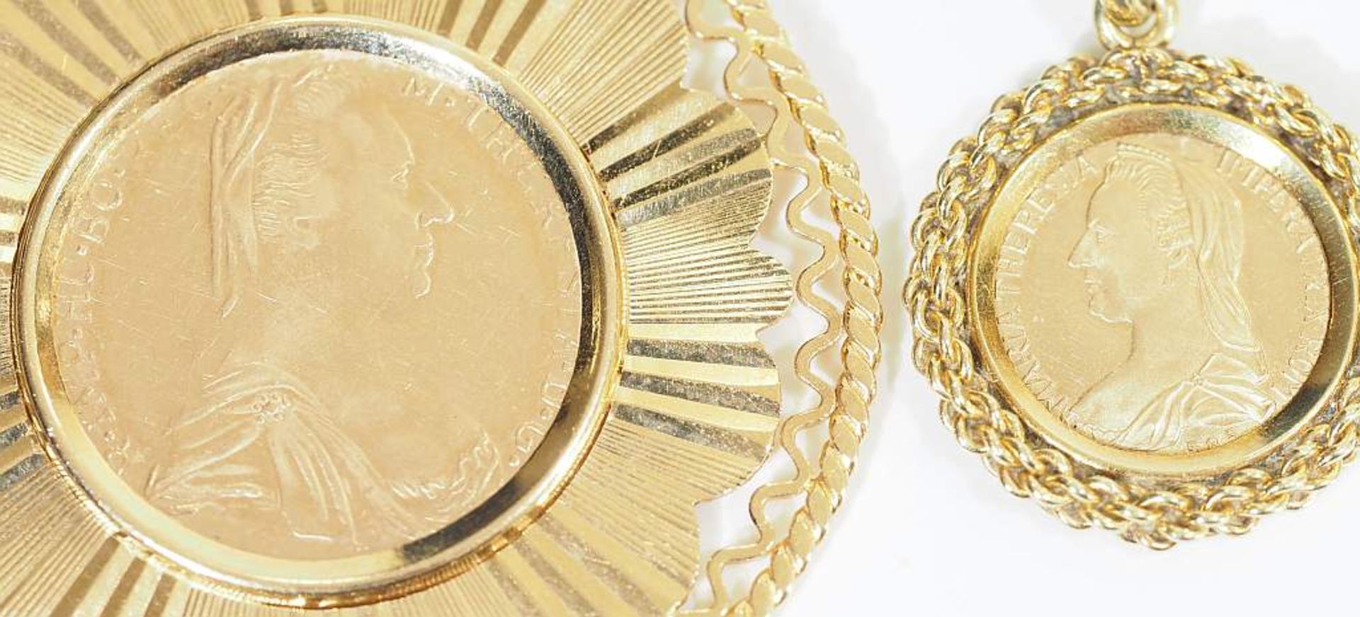 Zwei Münz-Anhänger/Medaille, 585er Gelbgold. 1) Neuprägung Medaille Maria Maria Theresia-Thaler - Bild 5 aus 5