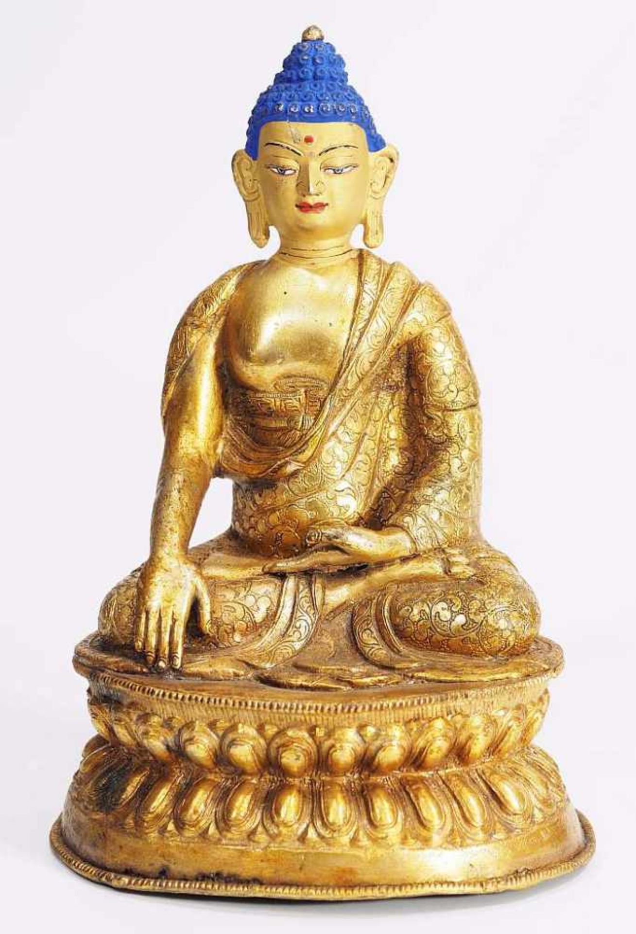 Buddha in Mönchskleidung.Buddha in Mönchskleidung. 19. Jahrhundert. Bronze feuervergoldet, das