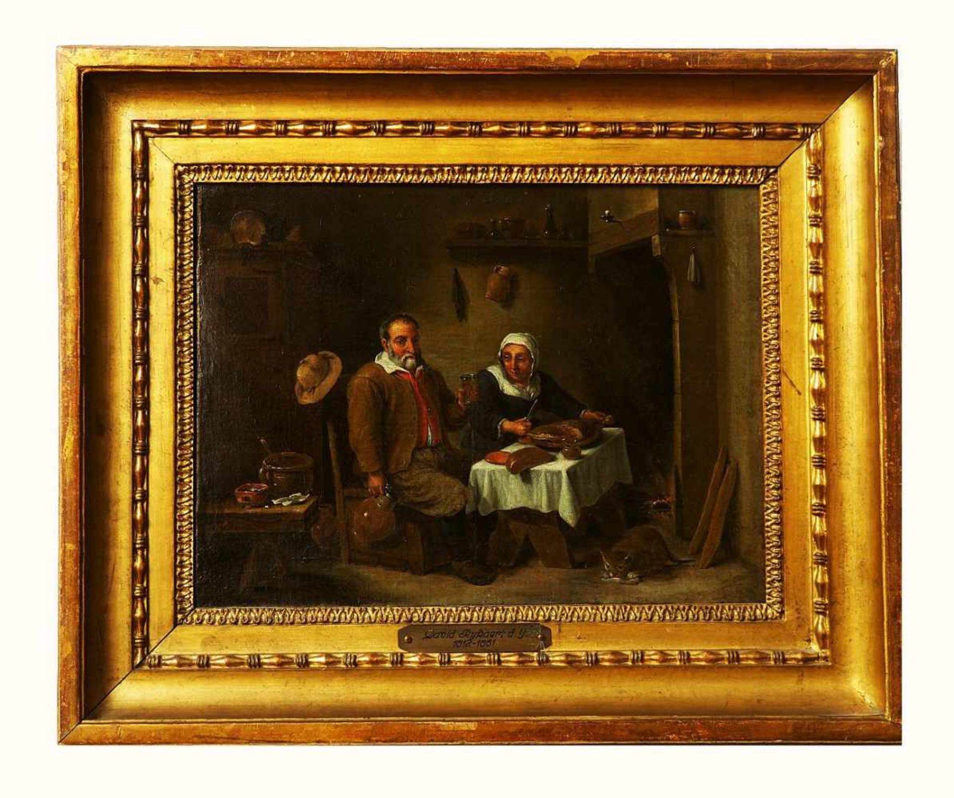 RYCHAERT, David.RYCHAERT, David. 1612 Antwerpen - 1661 ebenda. Altes Ehepaar beim Gabelfrühstück. Öl - Bild 4 aus 8