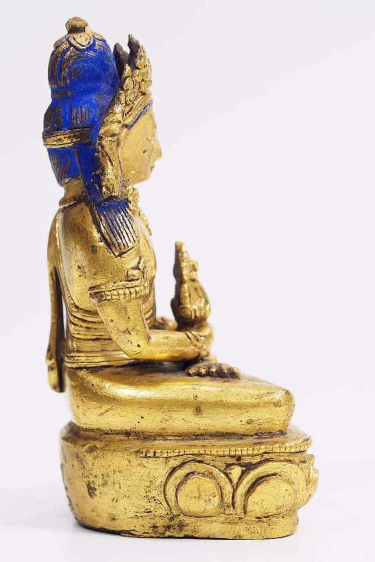 Buddha Amitabha" mit Krone.Buddha Amitabha" mit Krone. Tibet, 19. Jahrhundert. Bronze, - Image 5 of 6