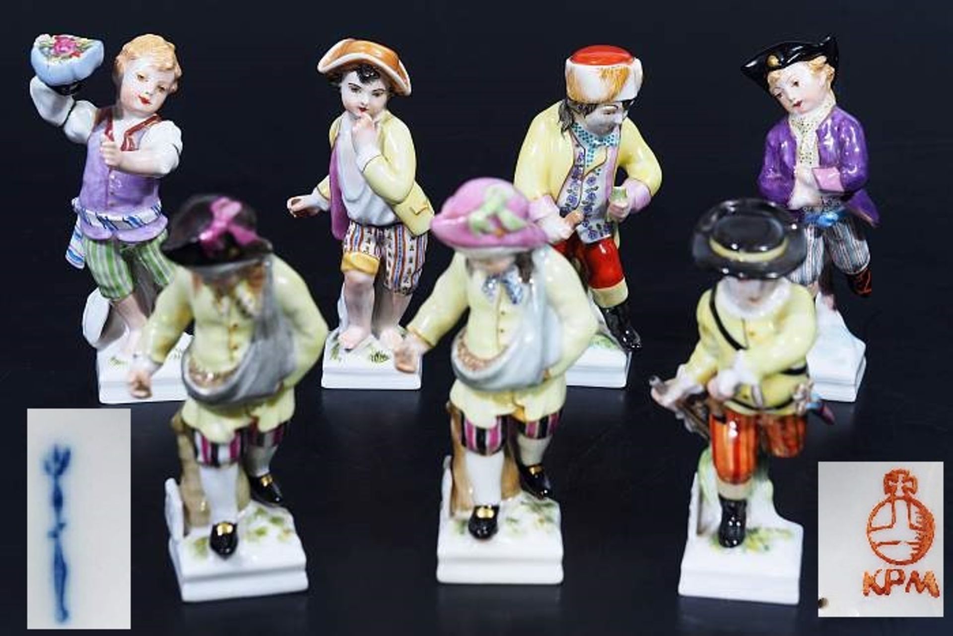 Sechs Kinderfiguren als Allegorien der Sternzeichen. Sechs Kinderfiguren als Allegorien der