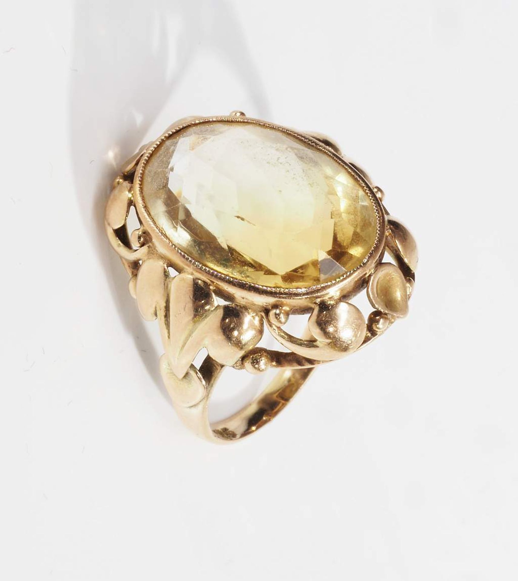 Ring mit Citrin. Ring mit Citrin. 585er Gelbgold. Klassisch Form, ca. 6,2 Gramm Ringgröße 57. - Image 2 of 6