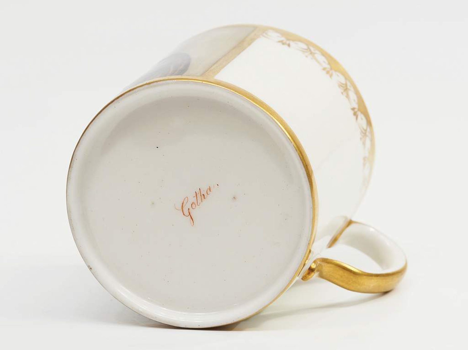 Biedermeier Porträttasse.Biedermeier Porträttasse. Manufaktur GOTHA um 1830 mit roter - Bild 6 aus 7