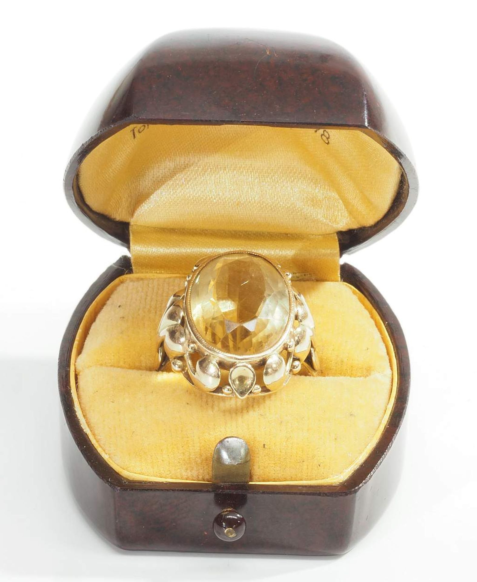 Ring mit Citrin. Ring mit Citrin. 585er Gelbgold. Klassisch Form, ca. 6,2 Gramm Ringgröße 57. - Image 6 of 6