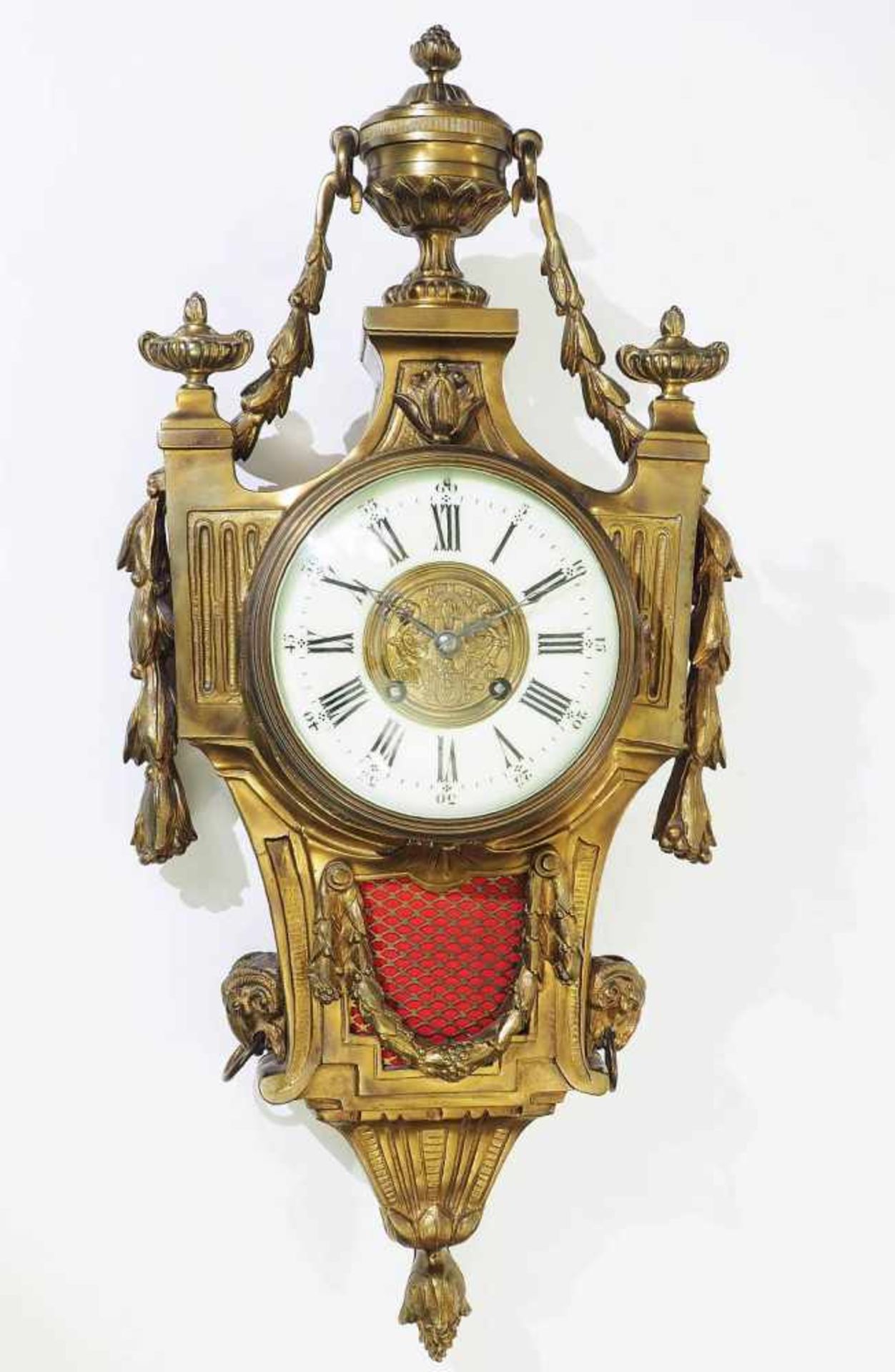 Französische Cartel-Wanduhr, um 1880/90Französische Cartel-Wanduhr, um 1880/90. Bronzegehäuse mit - Image 2 of 6