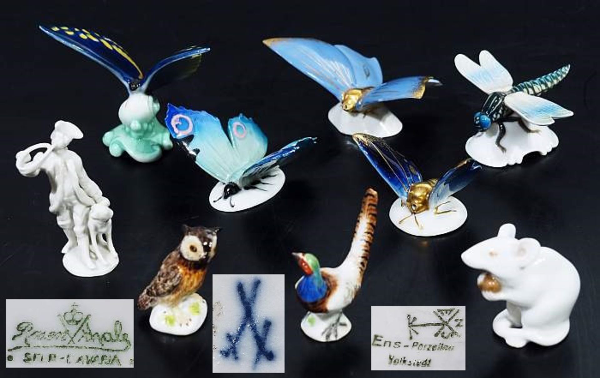 Sammlung von tierfigürlichen Miniaturen. 20. Jahrhundert. Sammlung von tierfigürlichen Miniaturen,