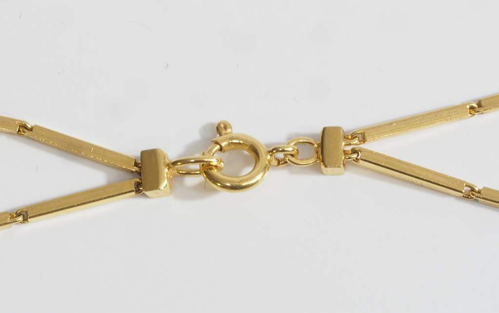 Zweireihige Stabkette.Zweireihige Stabkette mit Ringösenverschluß. 750er Gelbgold, Länge ca. 78 - Image 5 of 5