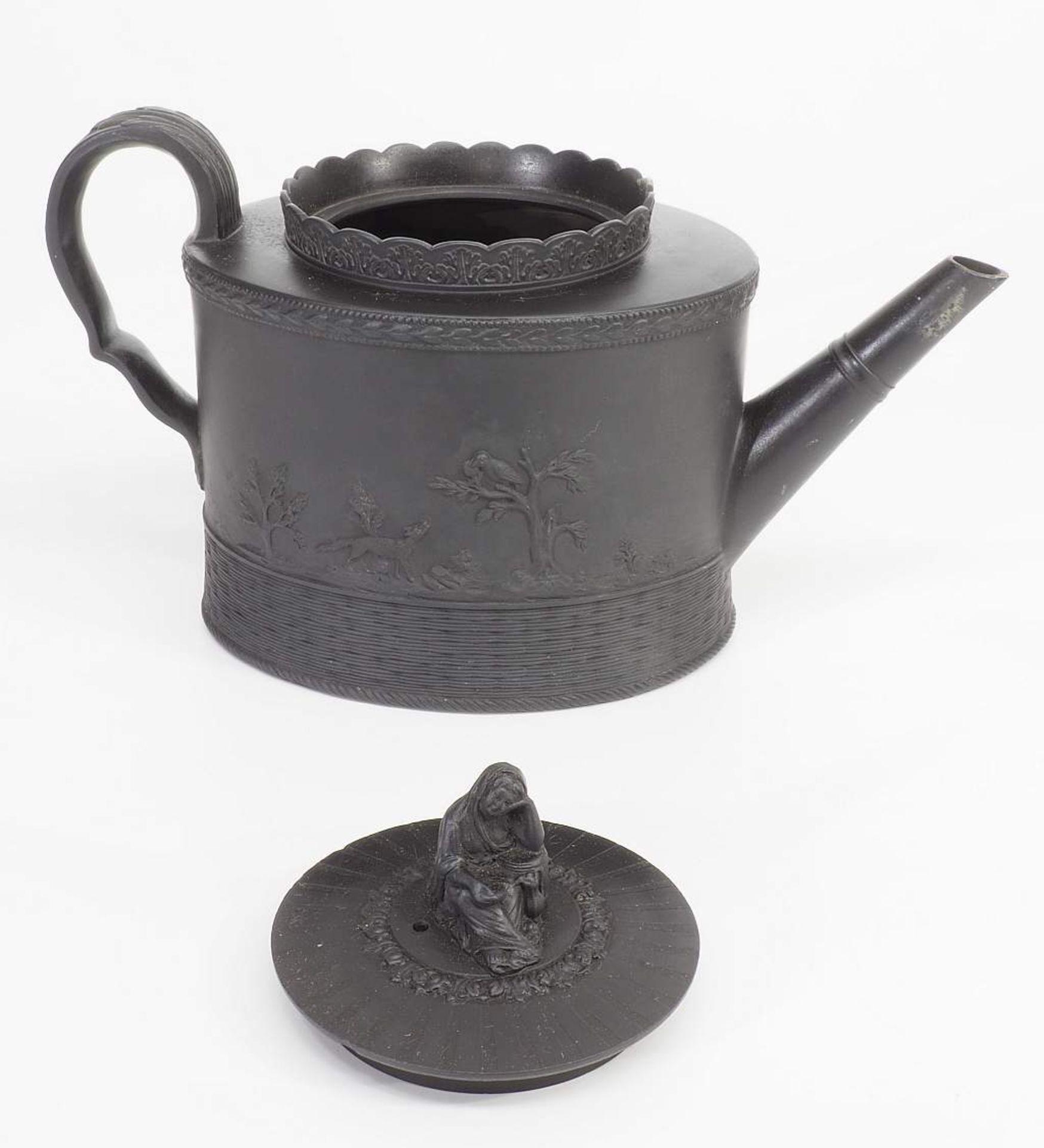 Wedgwood Kanne auf Unterschale. Sahnegießer, Black Basalt. Wedgwood Kanne auf Unterschale. - Bild 4 aus 5