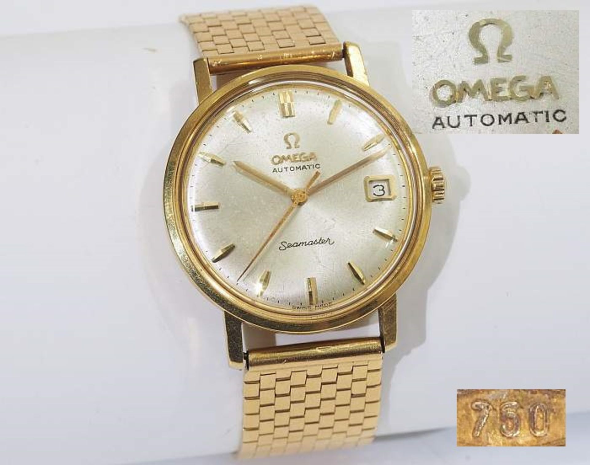 OMEGA Herrenarmbanduhr. 750er Gelbgold. SEAMASTER Automatic OMEGA Herrenarmbanduhr. 750er