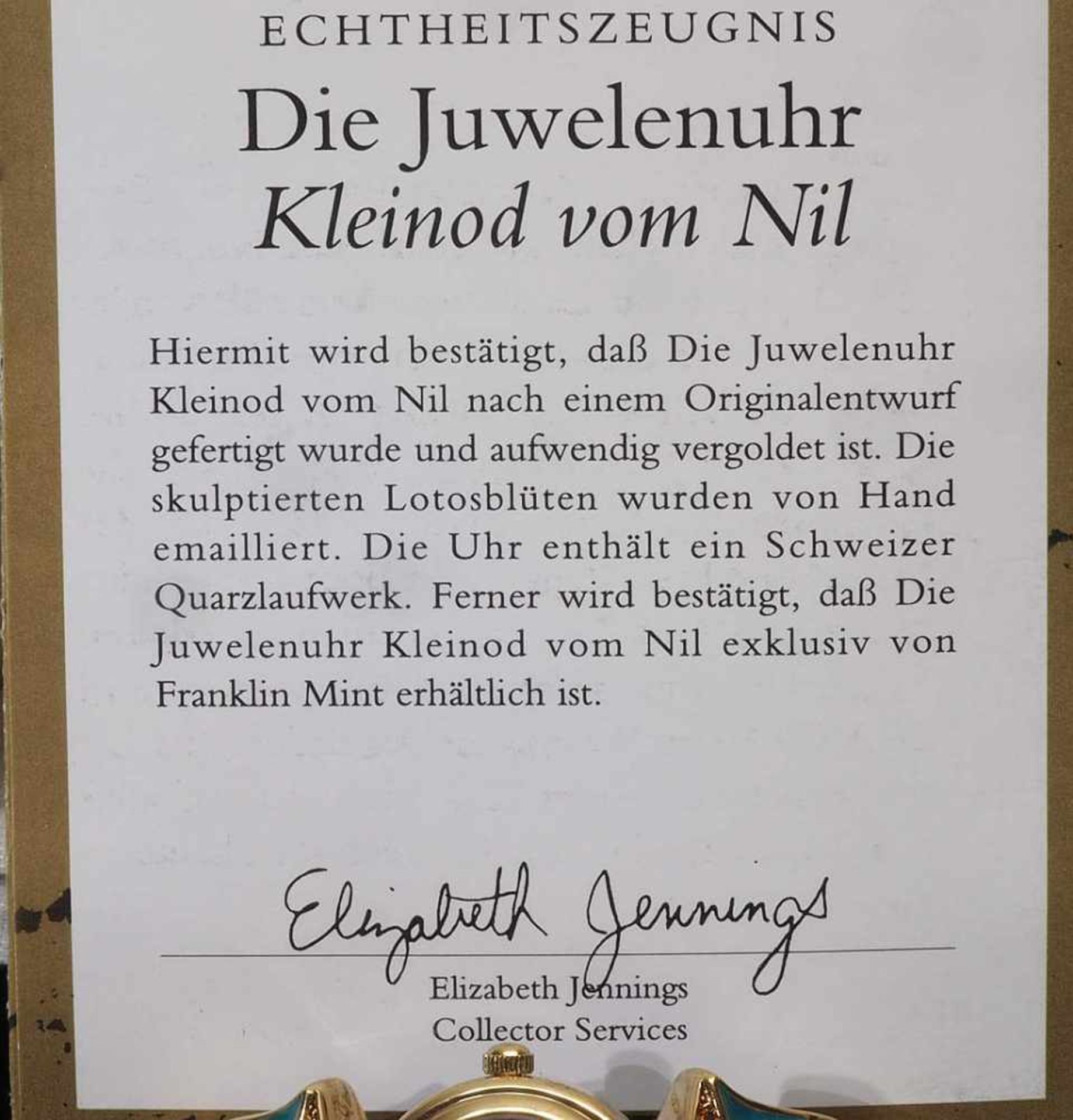 Armspangenuhr "Die Juwelenuhr Kleinod vom Nil". Armspangenuhr "Die Juwelenuhr Kleinod vom Nil". - Bild 7 aus 7