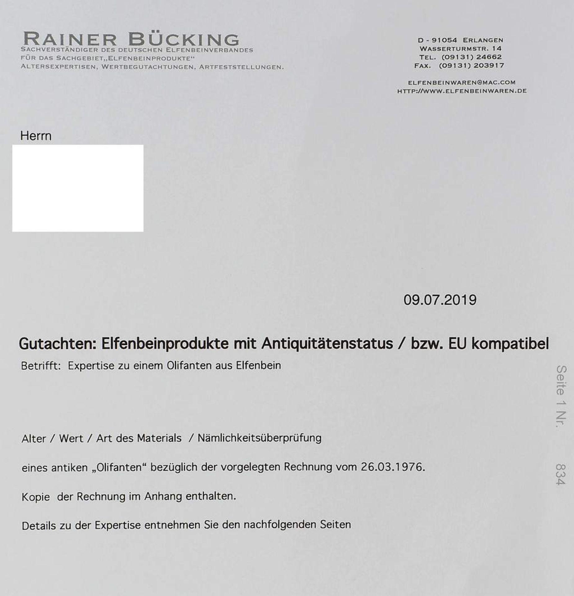 Beschnitzter Stosszahn (Olifant) als "Trompete". Beschnitzter Stosszahn (Olifant) als "Trompete". - Bild 7 aus 9