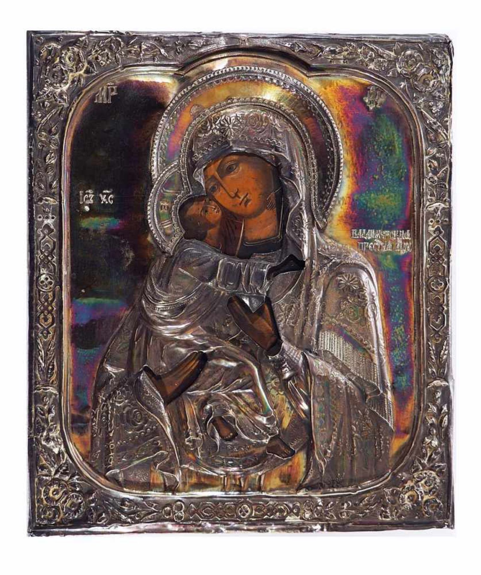 Gottesmutter Wladimirskaja mit Silber-Riza, 84 zolotnik.Gottesmutter Wladimirskaja mit Silber- - Bild 2 aus 6