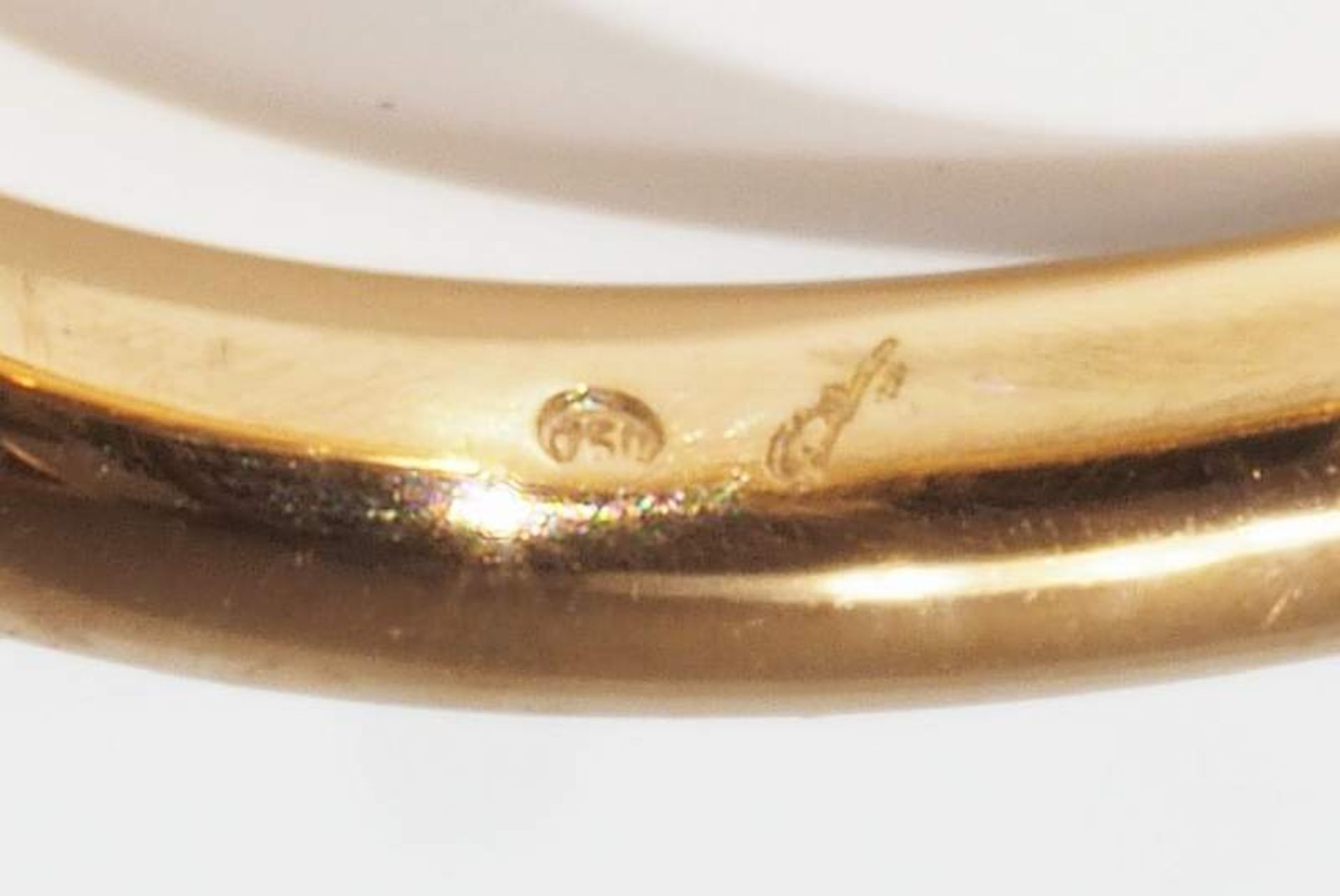 Ring mit Peridot und Brillanten. Ring mit Peridot und Brillanten. 750er Gelbgold, Ringschiene mit - Image 5 of 6