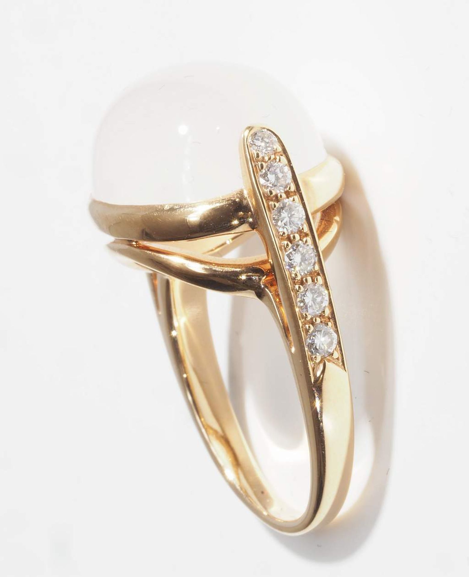 Ring mit Rosenquarz und Brillanten.Ring mit Rosenquarz und Brillanten. 750er Gelbgold. Rosenquarz - Image 4 of 8