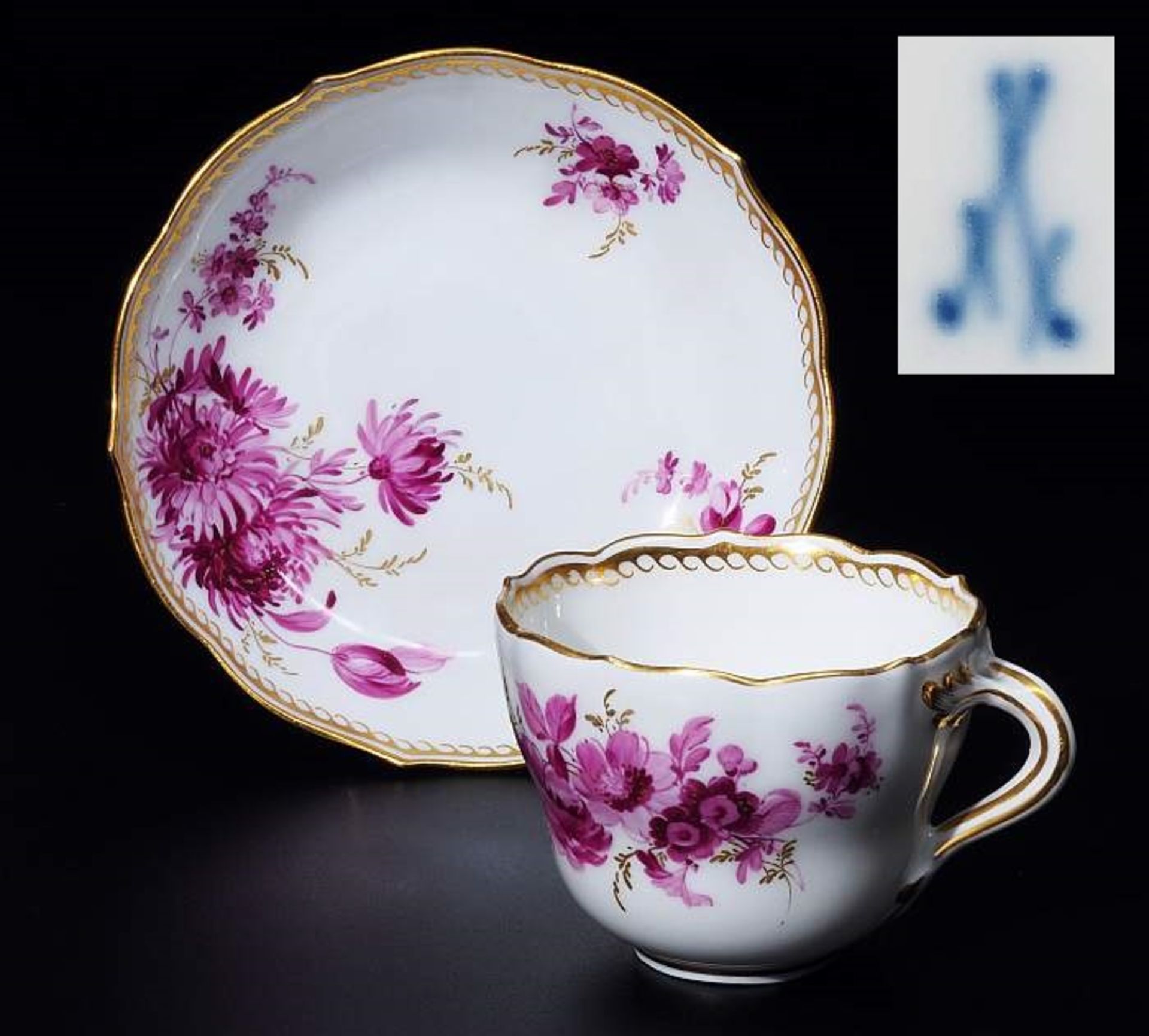 Moccatasse, Untertasse. MEISSEN um 1860, 1. Wahl.Moccatasse, Untertasse. MEISSEN um 1860, 1. Wahl.