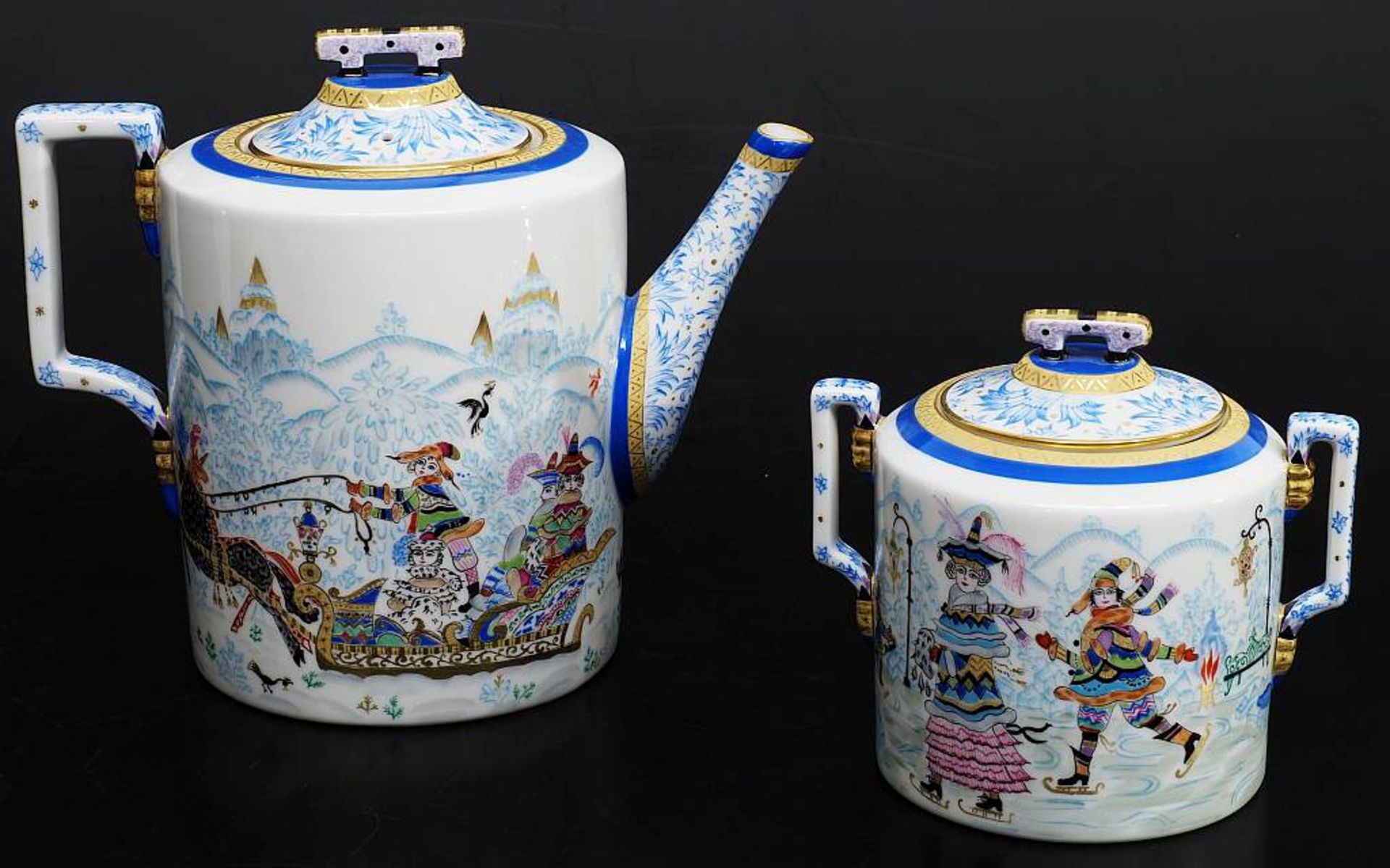 Imperial Porcelan 1744 St. Petersburg. Teeservice, Serie "Winterfreuden".Imperial Porcelan 1744 - Bild 3 aus 12