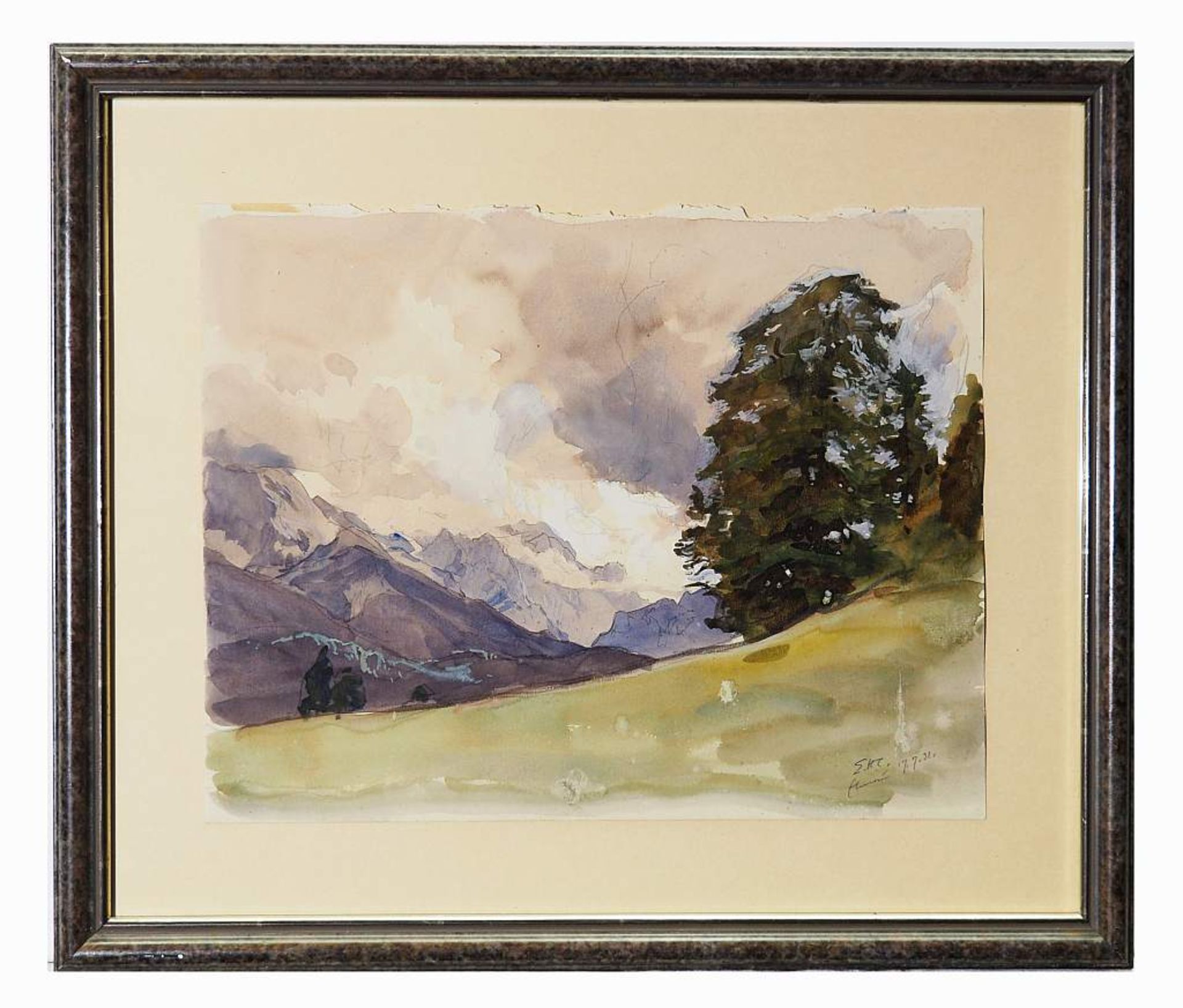 COMPTON, Edward Harrison. Blick auf die Zugspitze. COMPTON, Edward Harrison. 1881 Feldafing - 1960 - Bild 3 aus 6