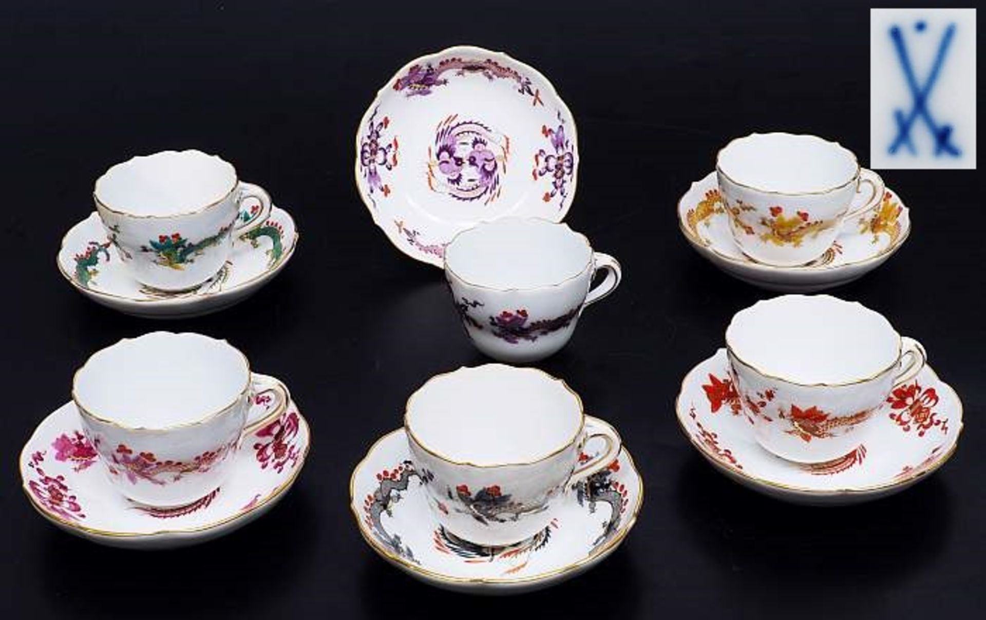 Indisch Moccatassen. Untertassen. MEISSEN 1923 - 1934. Indisch Moccatassen. Untertassen. MEISSEN