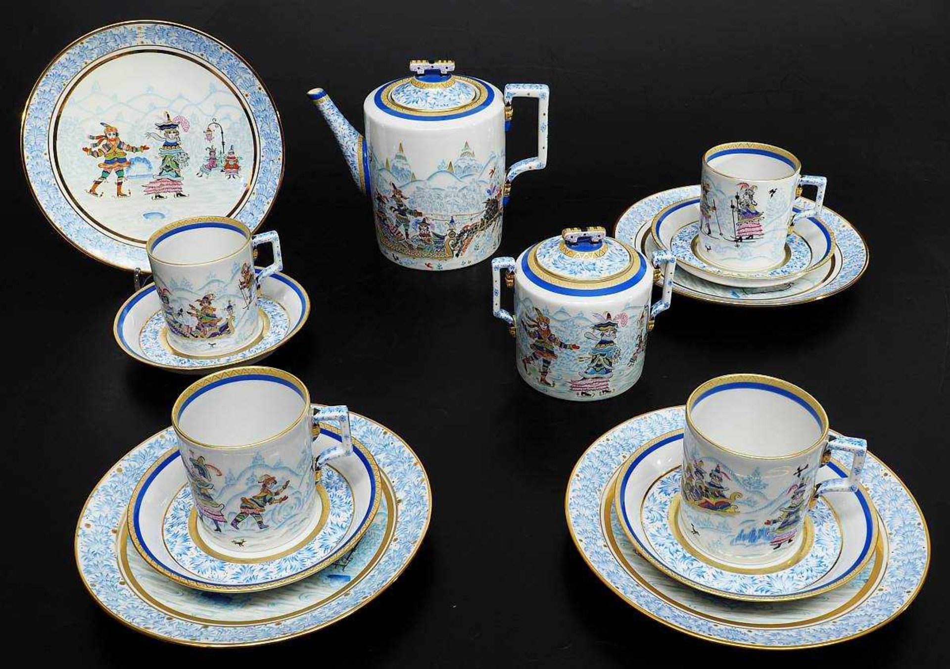 Imperial Porcelan 1744 St. Petersburg. Teeservice, Serie "Winterfreuden".Imperial Porcelan 1744 - Bild 2 aus 12