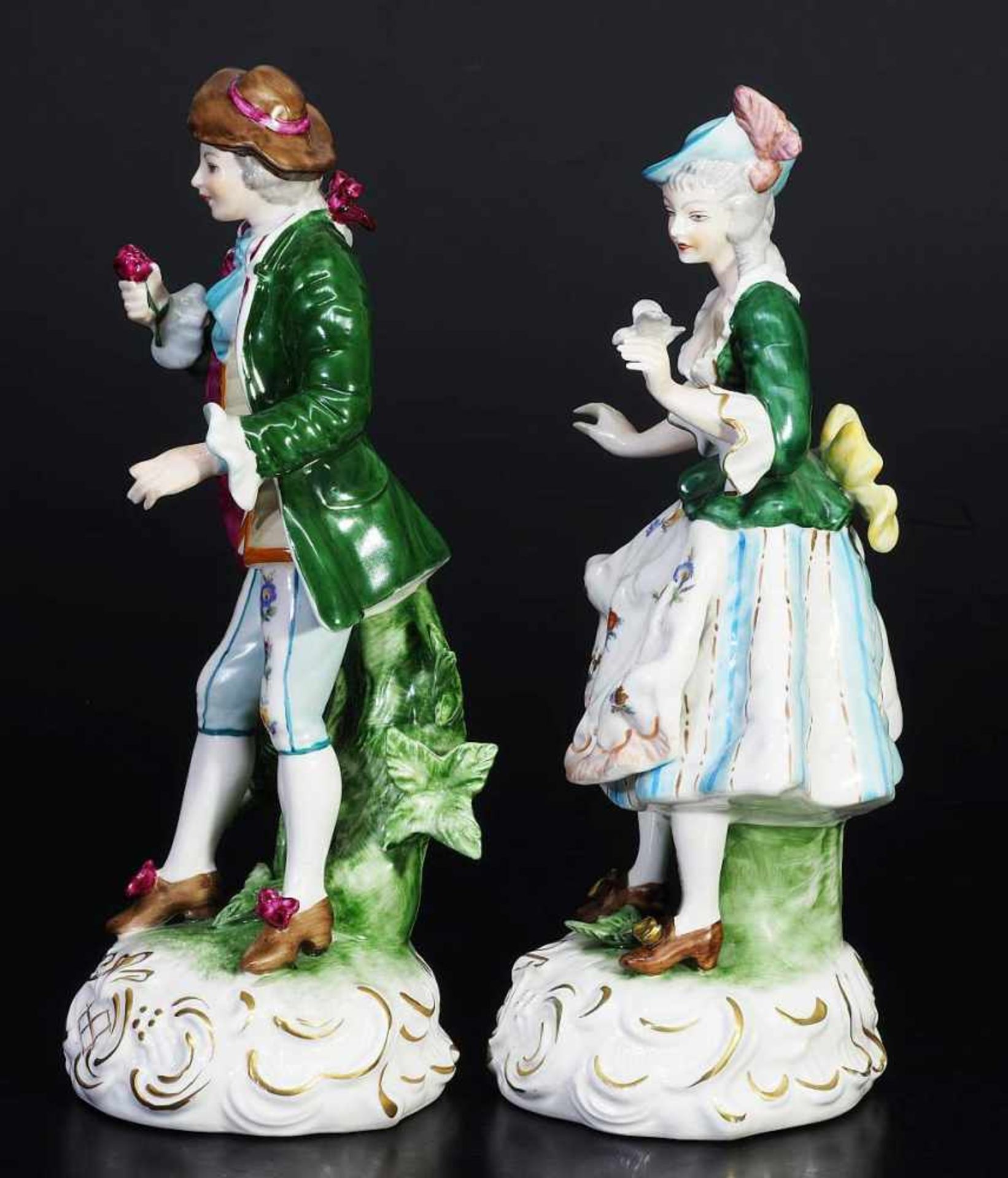 Figurenpaar in RokokokleidungFigurenpaar in Rokokokleidung. Thüringen, 20. Jahrhundert. Dame mit - Bild 4 aus 6