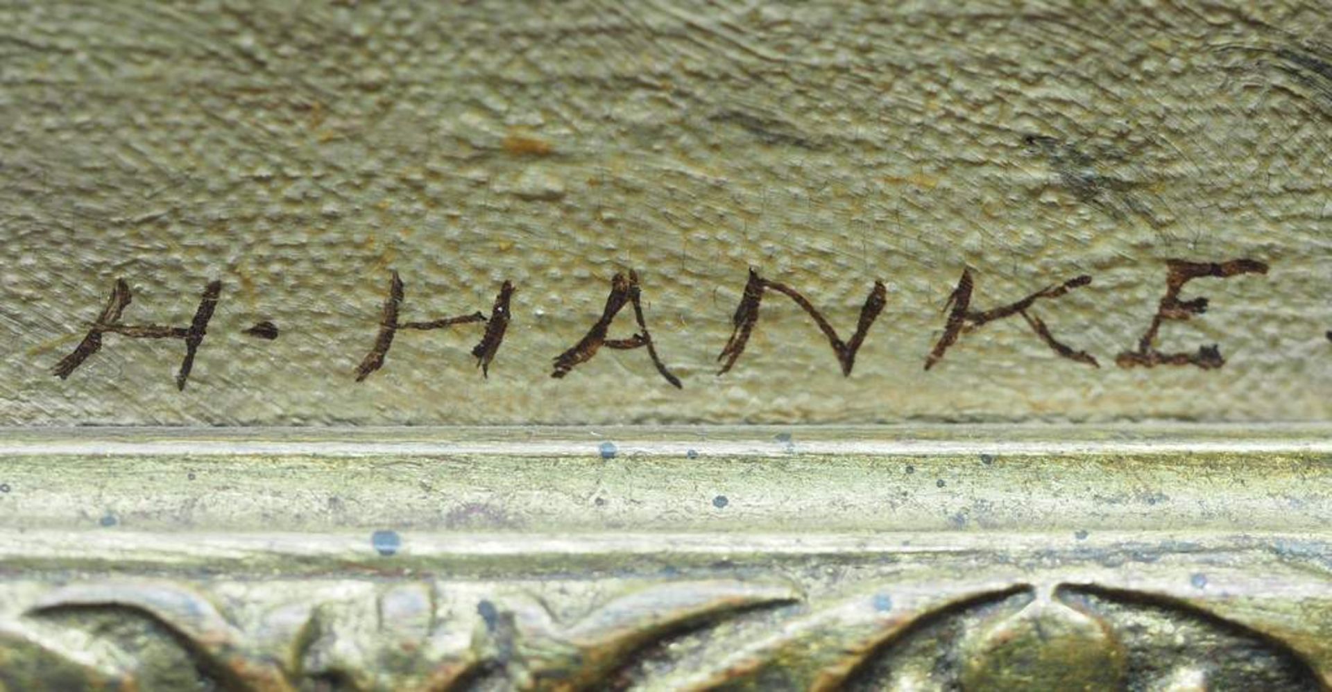 HANKE, Hans.HANKE, Hans. (1923). Zwei Wandermusikanten. Öl auf Leinwand, rechts unten signiert. Höhe - Bild 5 aus 5