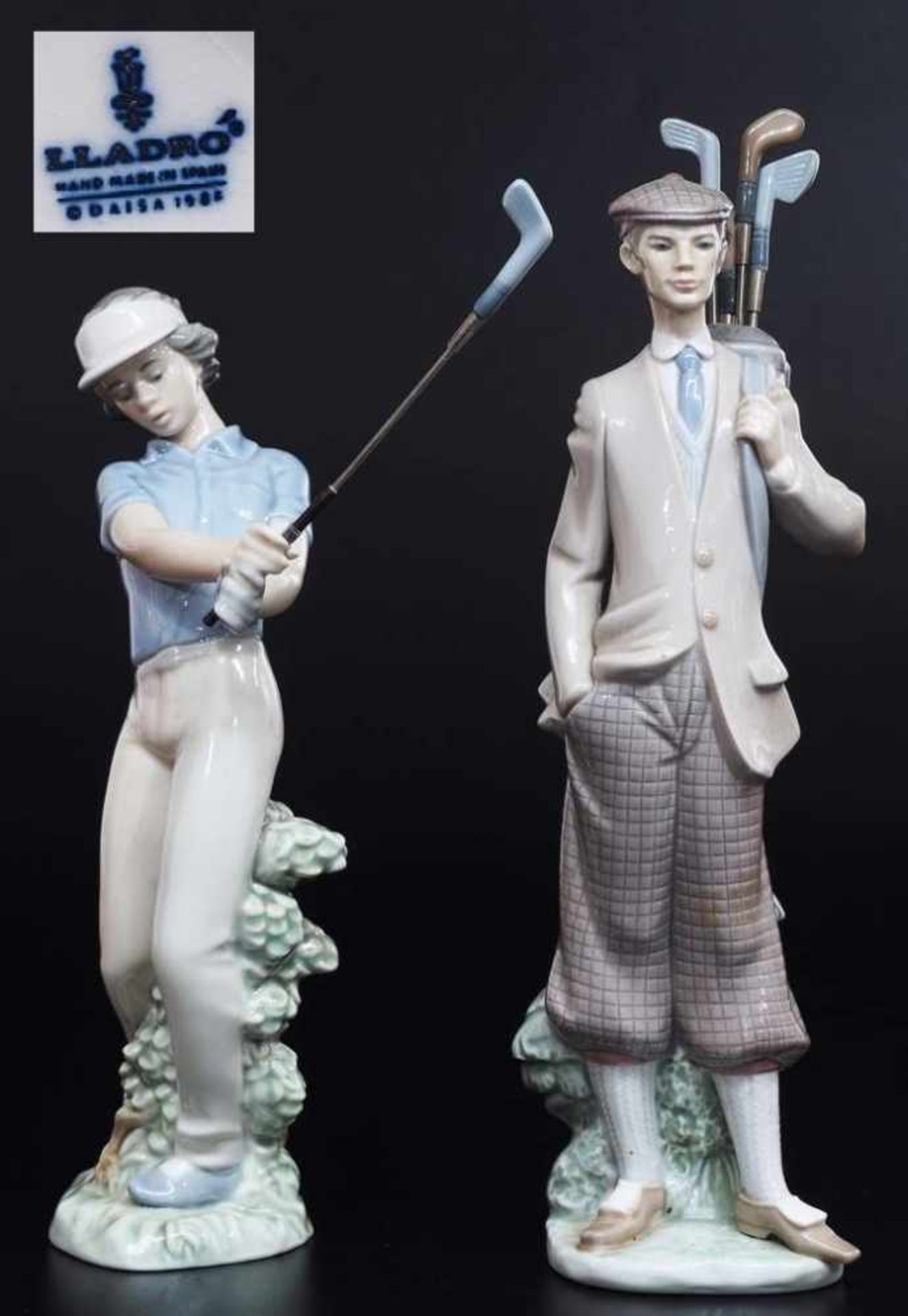 Figuren 1)Golfer. 2) Golferin.Figuren, 1) Golfer, LLADRO/Spain. 2. Hl. 20. Jahrhundert. Farbig