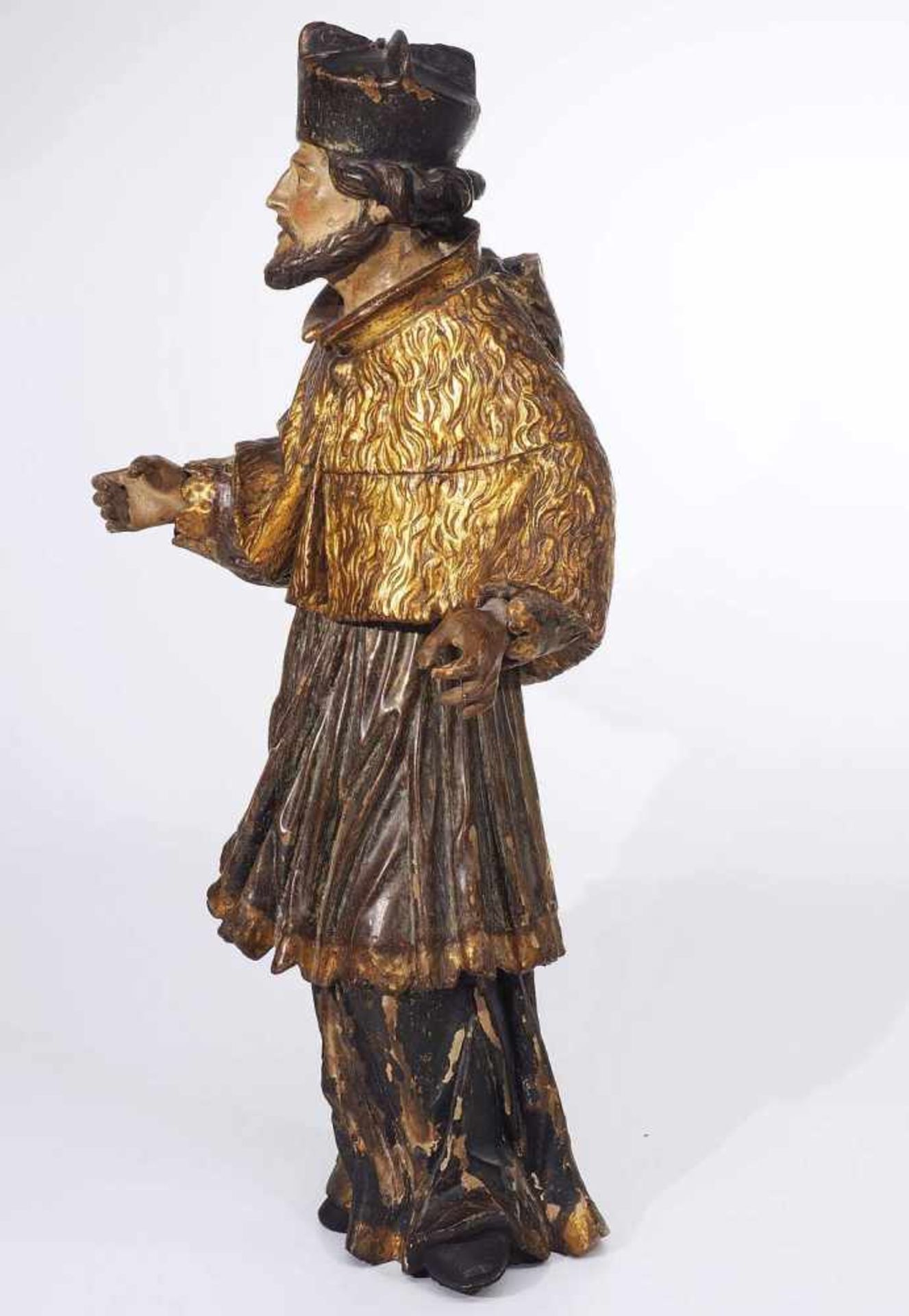 Heiliger Johannes Nepomuk. Heiliger Johannes Nepomuk. 18. Jahrhundert. Holz mit Farb- Silber- und - Bild 3 aus 8