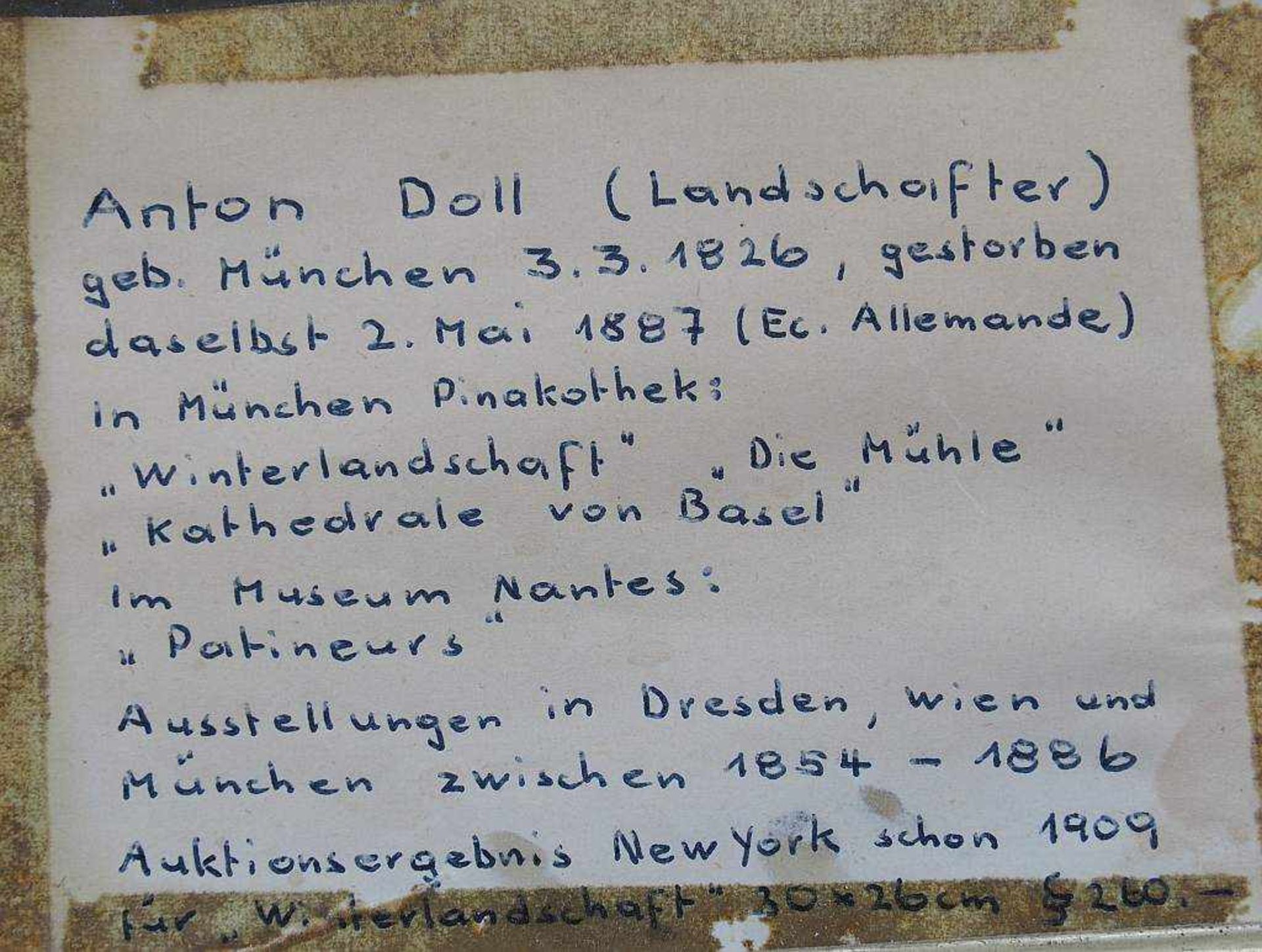 DOLL, Anton zugeschrieben.DOLL, Anton zugeschrieben. 1826 München - 1887 ebenda. Bauernhaus in - Bild 5 aus 5