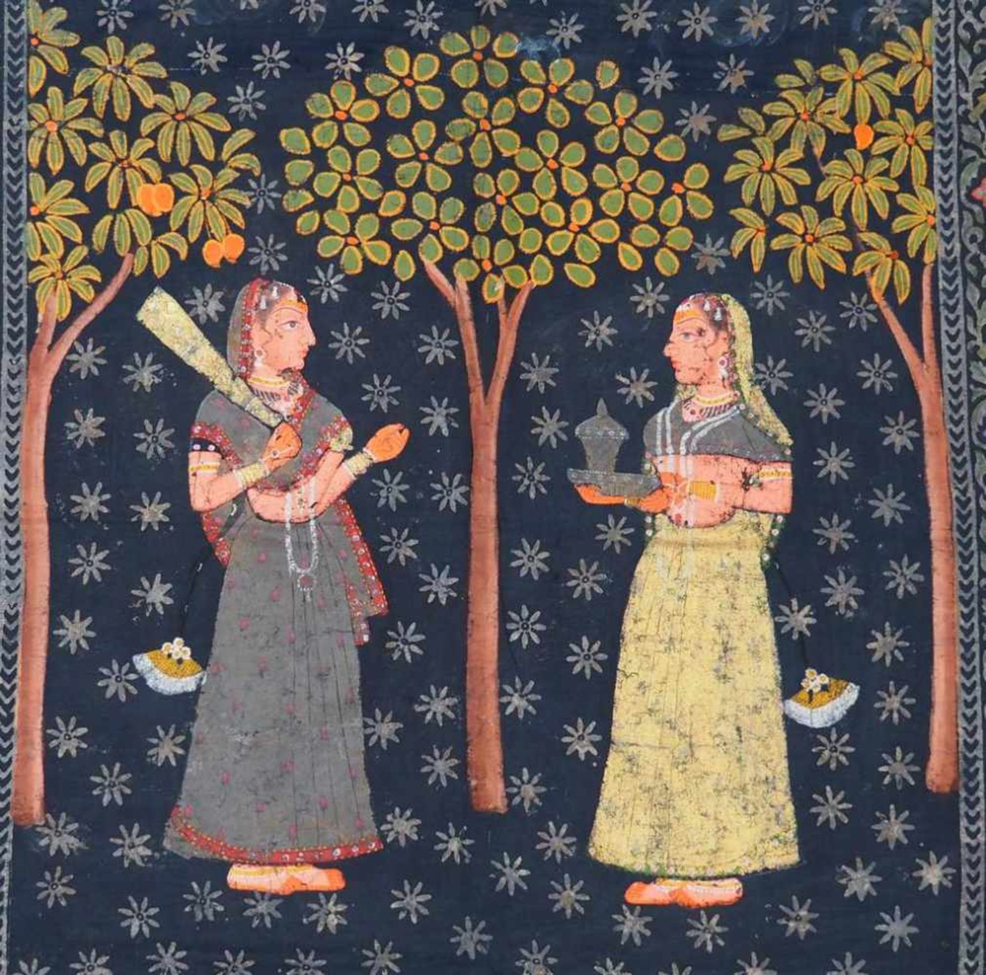 Pichhwai, Indien, 20. Jahrhundert. Pichhwai, Indien, 20. Jahrhundert. Malerei auf Baumstoffgewebe, - Bild 4 aus 5