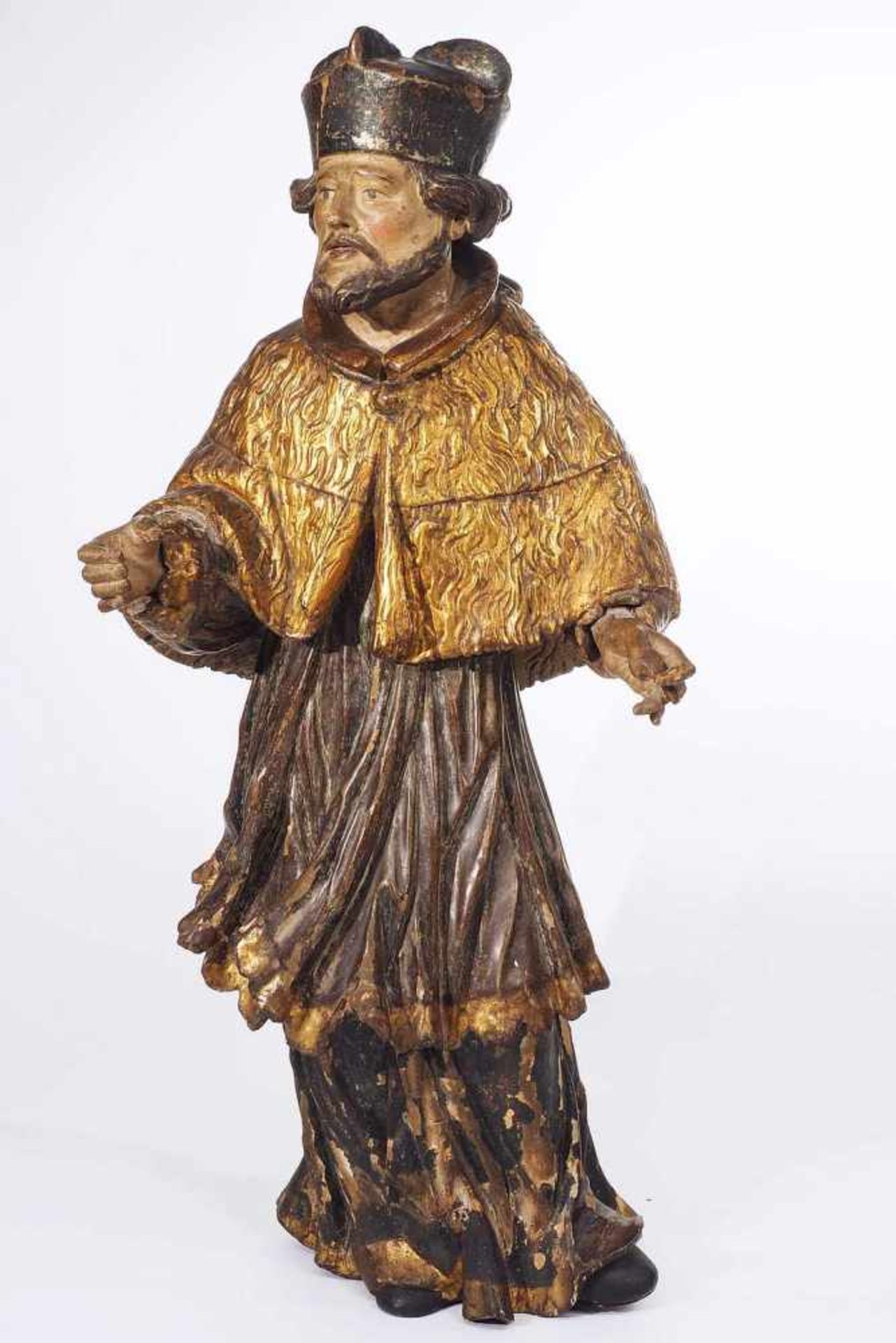 Heiliger Johannes Nepomuk. Heiliger Johannes Nepomuk. 18. Jahrhundert. Holz mit Farb- Silber- und - Bild 2 aus 8