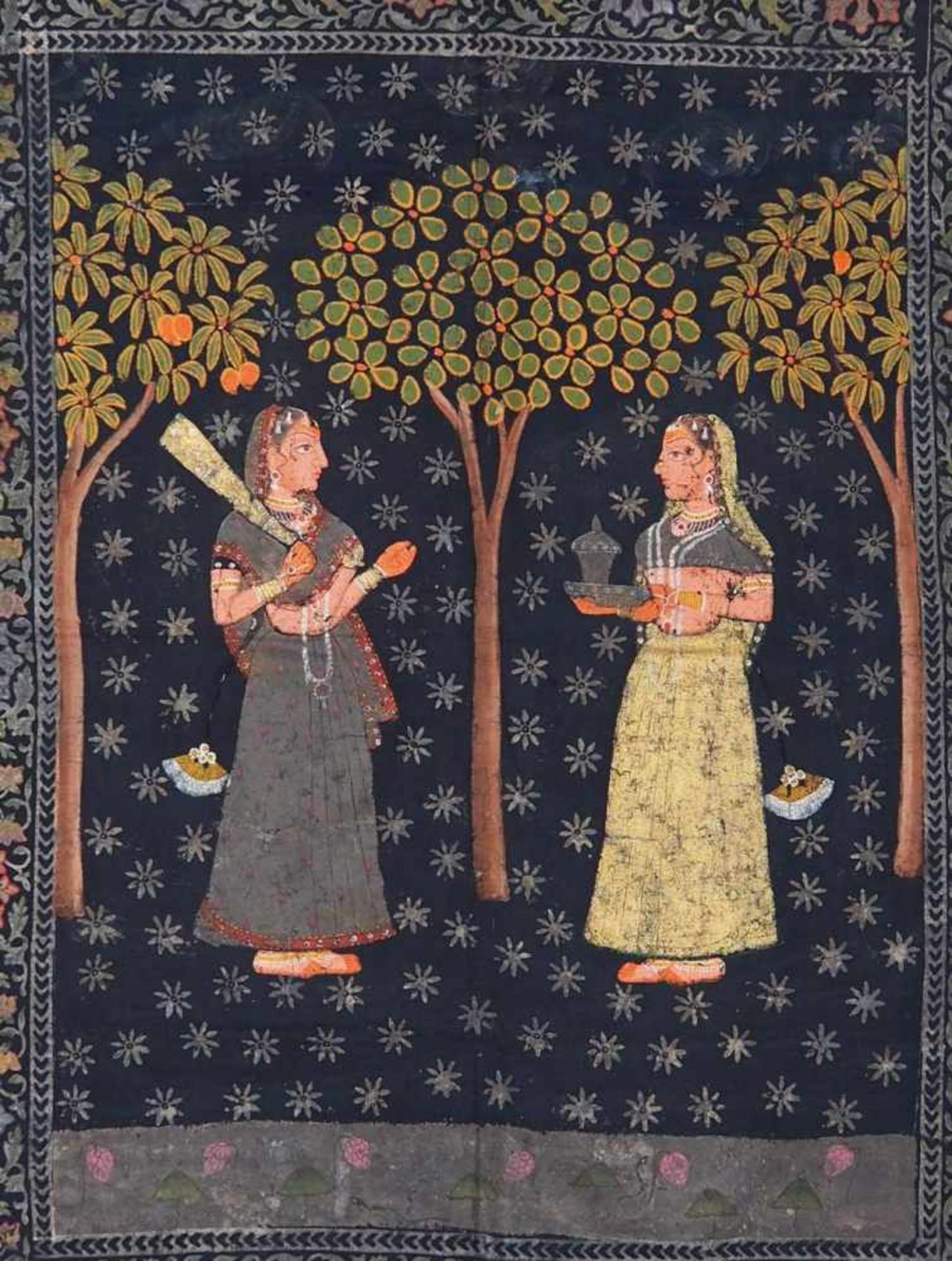 Pichhwai, Indien, 20. Jahrhundert. Pichhwai, Indien, 20. Jahrhundert. Malerei auf Baumstoffgewebe, - Bild 3 aus 5