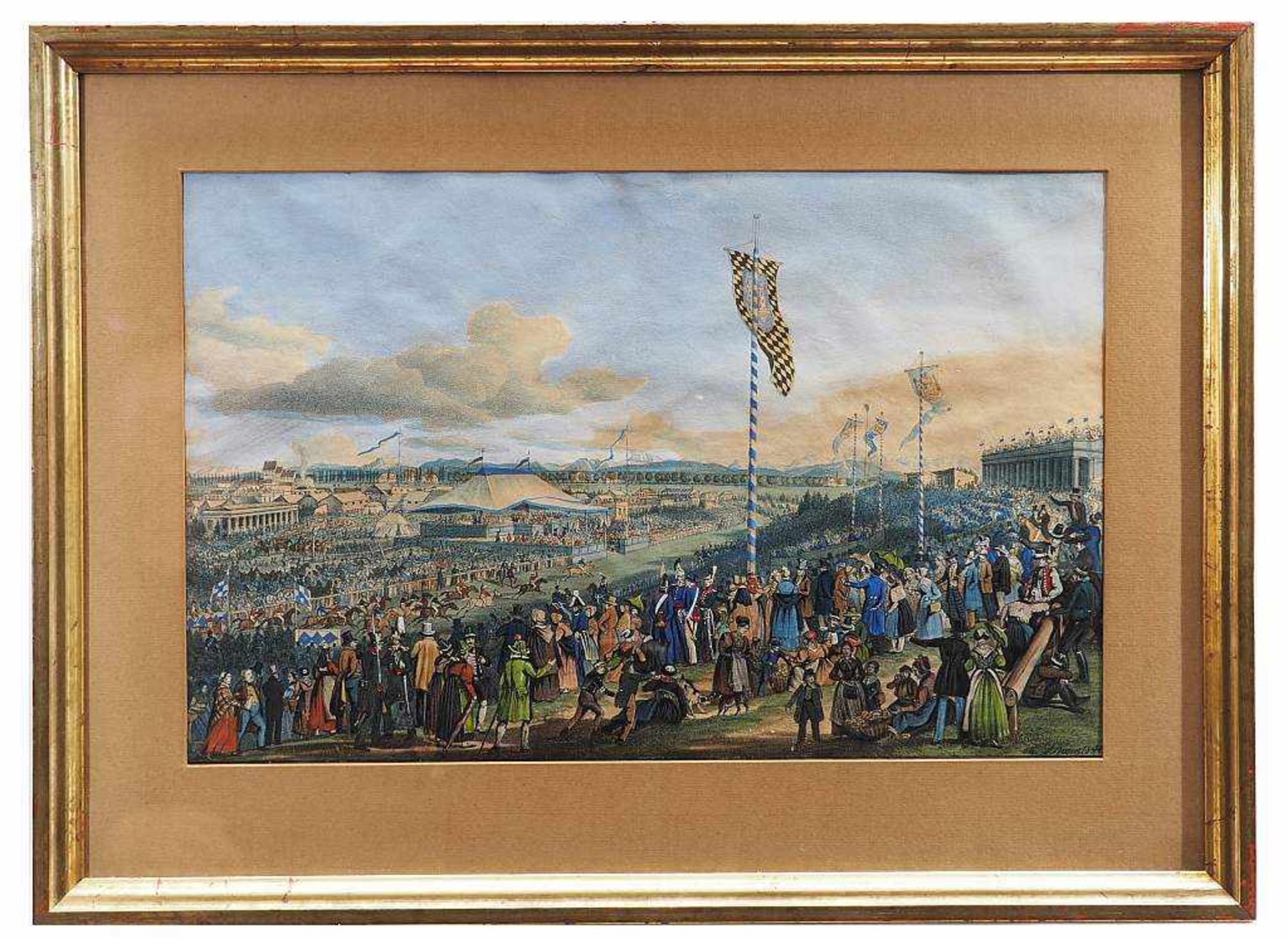 KRAUS, Gustav Wilhelm.KRAUS, Gustav Wilhelm. 1804 Passau - 1852 München. Pferde-Rennen, bei dem - Bild 3 aus 7